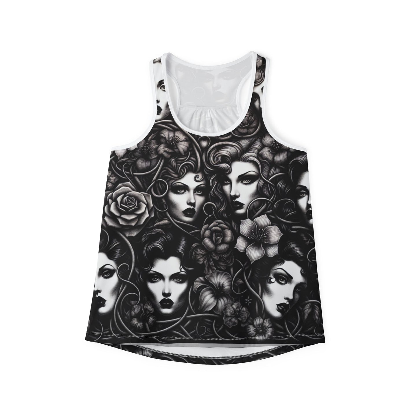 Tank Top- Pinup Girls and Flowers-Retro Casual Wear