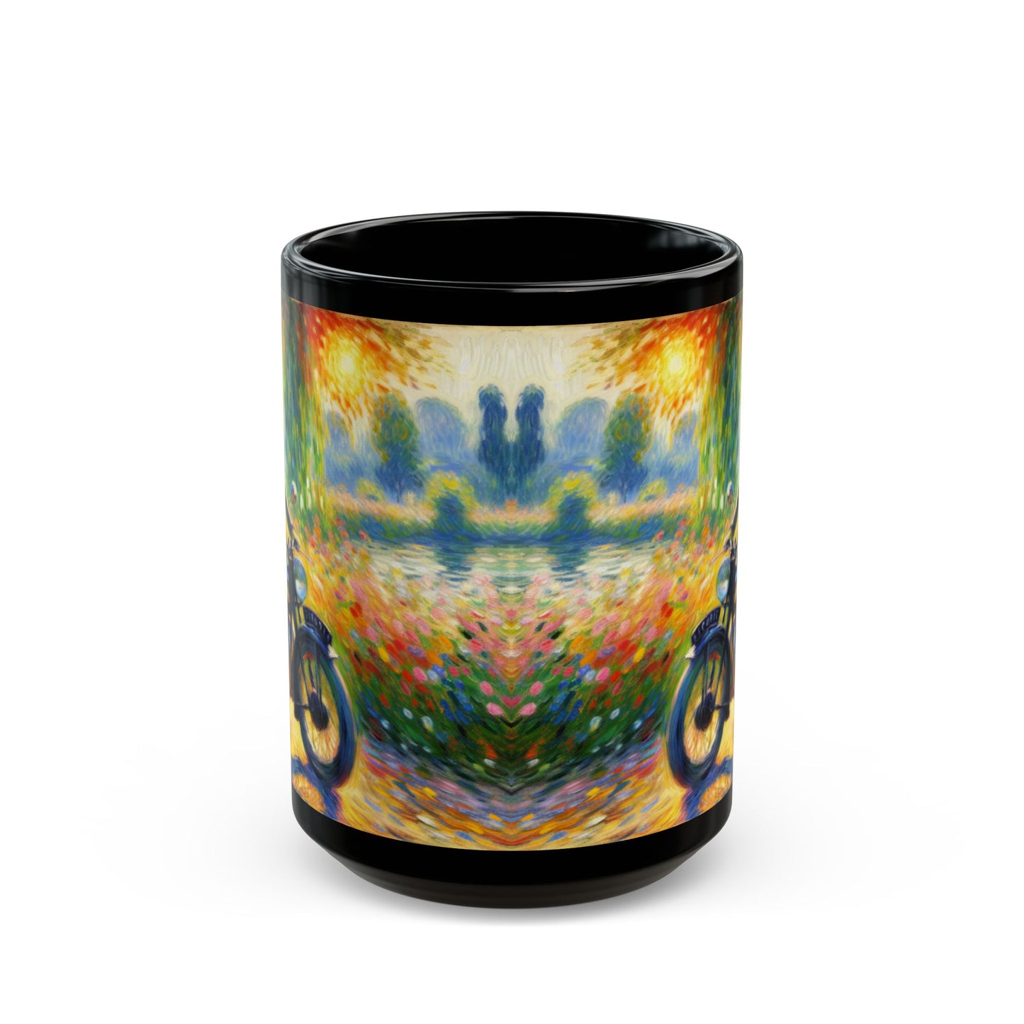 Mug - Monet inspired art-Girl on a Motorcycle-Biker Coffee Cup