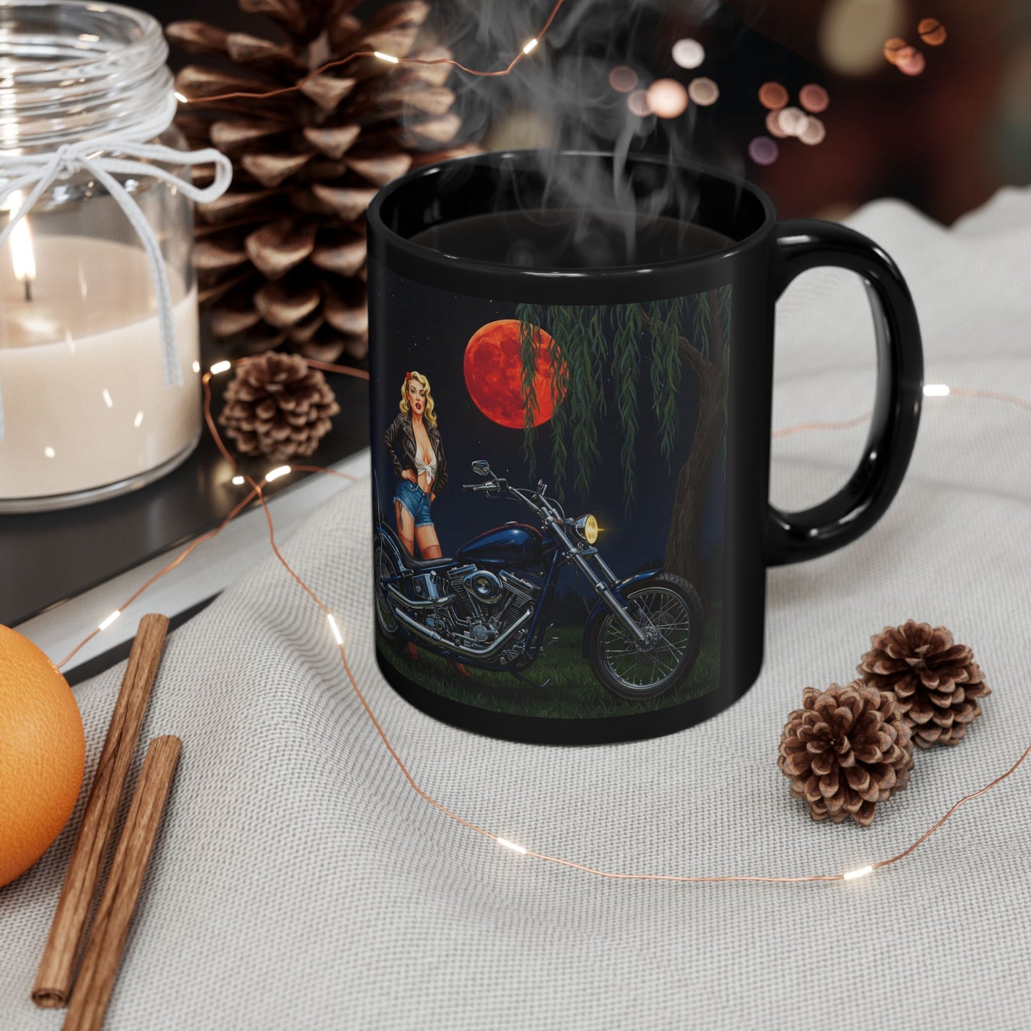 Mug –Retro Pinup Biker Mug- 11oz or 15oz | Perfect Gift for Motorcycle Enthusiasts