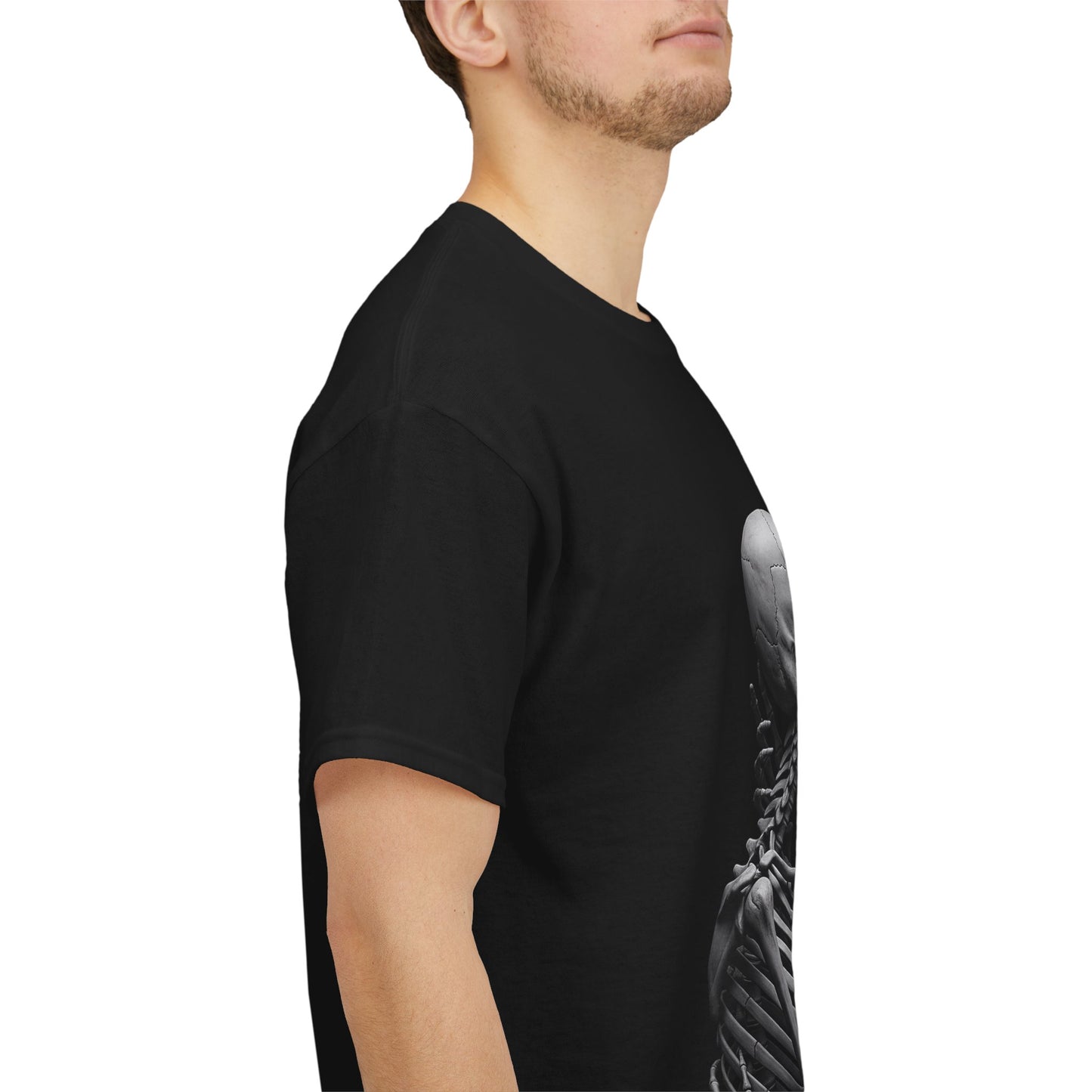 Romantic Skeleton Kiss Tee, Unisex Graphic T-Shirt, Funny Halloween Shirt, Spooky Couple Gift, Skeleton Lovers Apparel