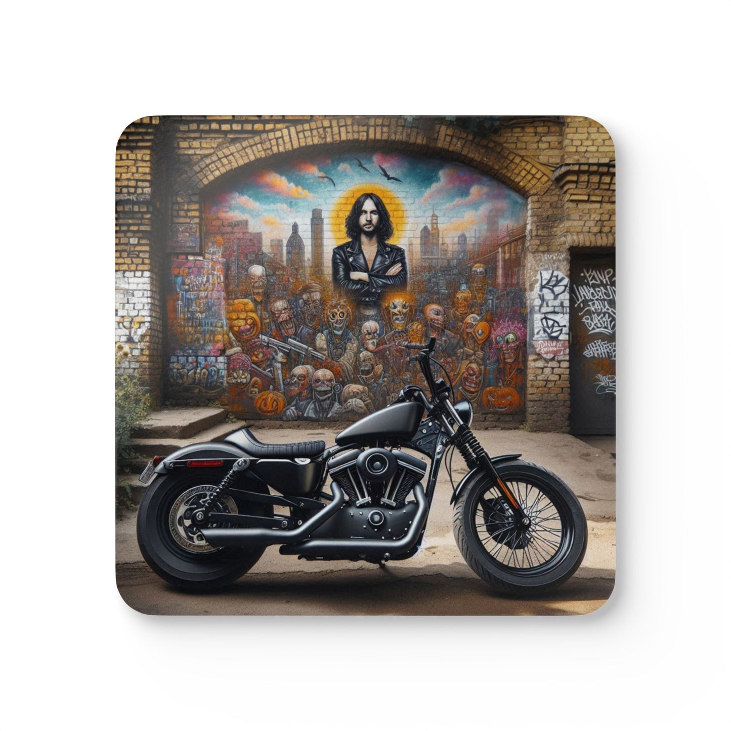 Coaster Set-Motorcycle Bar-Graffiti Art-Man Cave
