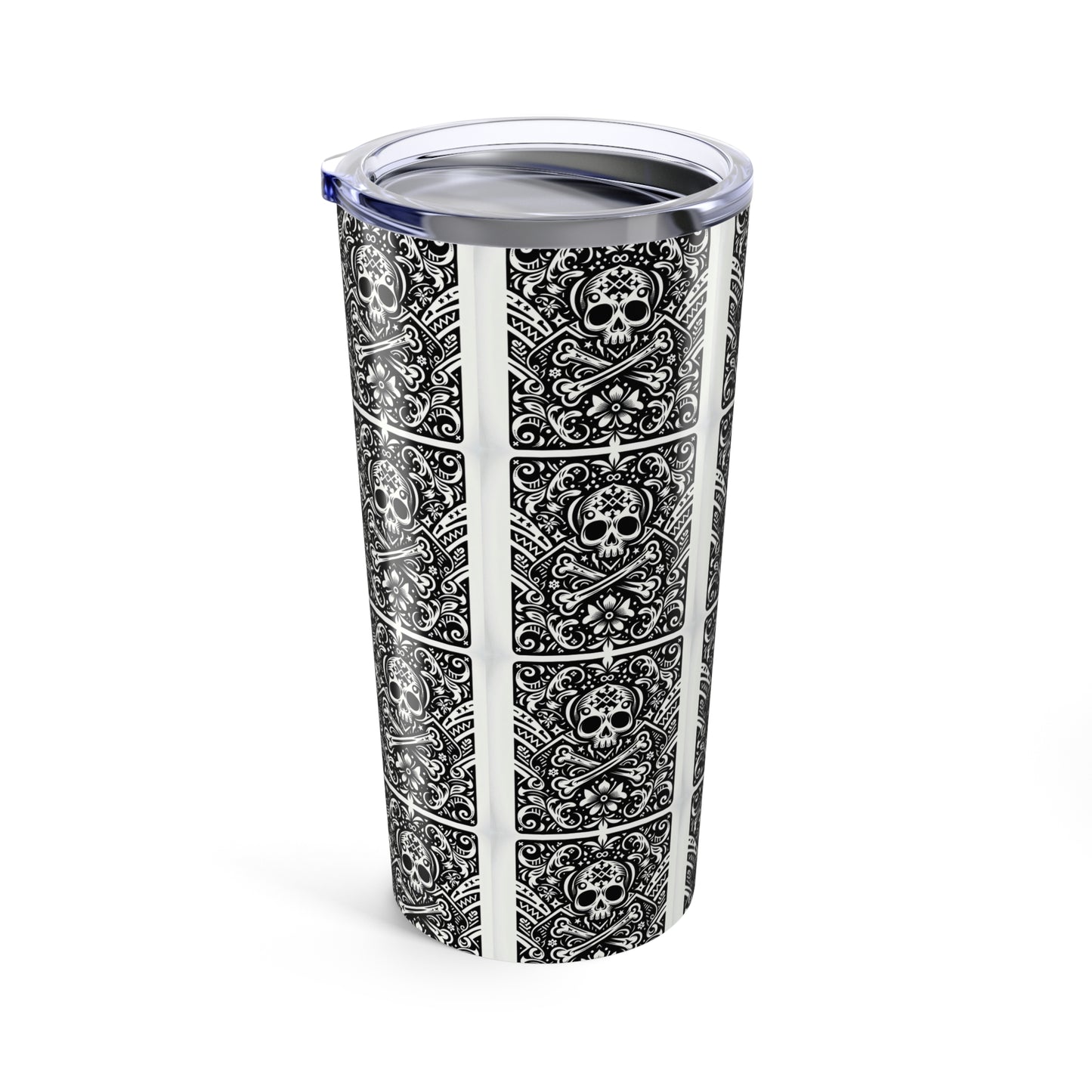 Travel Mug - Skull and Crossbones Design-Allover Pattern-Stainless Steel Cup