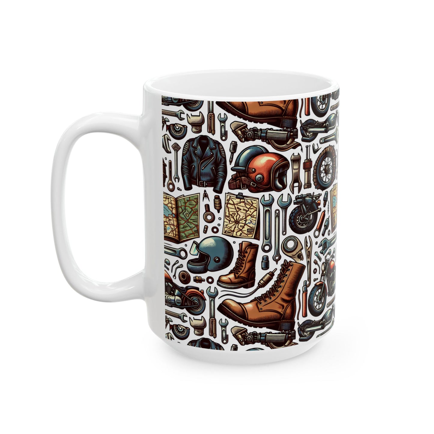 Mug - Bikers Garage Collage- Ceramic Coffee Mug -Father's Day Gift