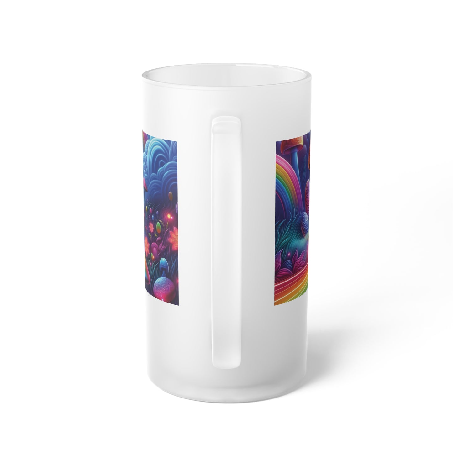 Frosted Glass Beer Mug - Freedom Rider Design for Bikers and Beer Lovers