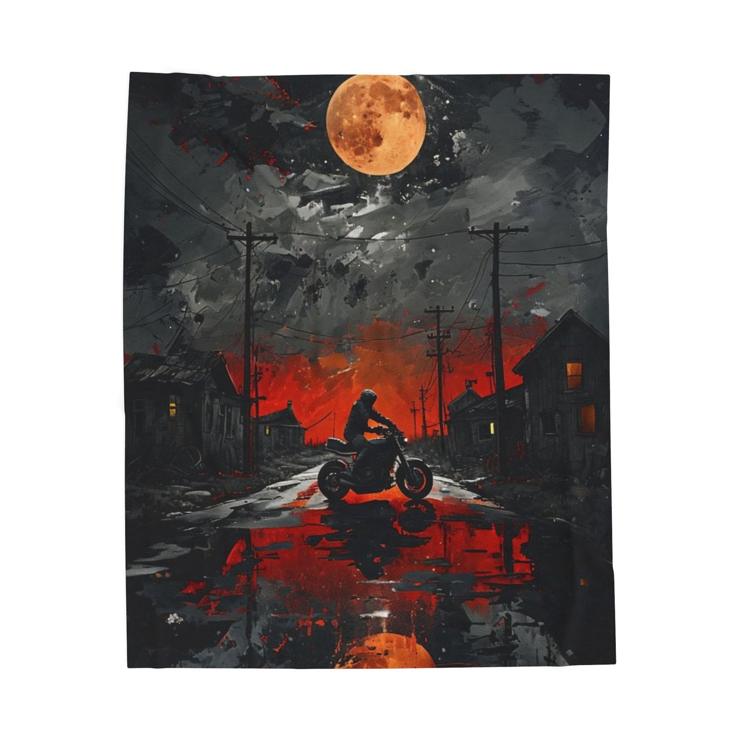 Urban Night Rider Velveteen Plush Blanket | Cozy Home Decor, Motorcycle Lover Gift, Halloween, Fall Decor, Soft Blanket