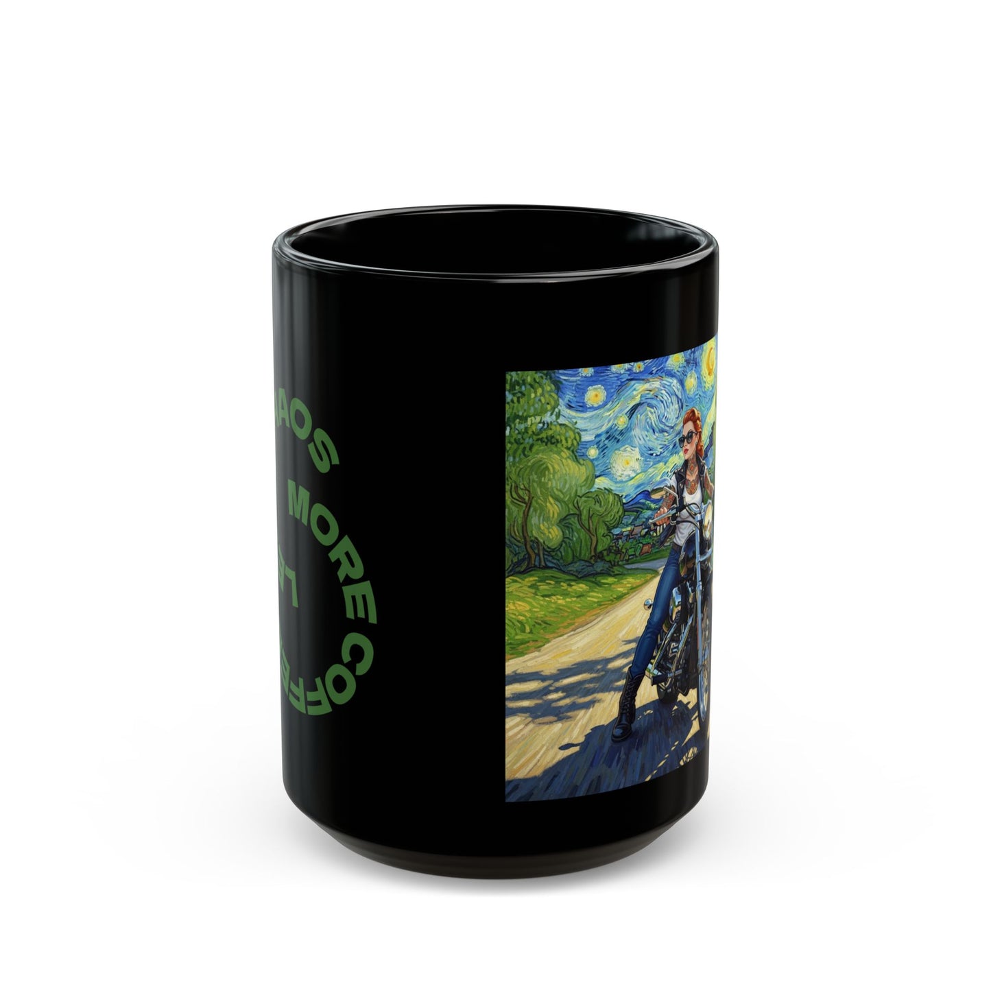 Motorcycle Adventure Black Mug - 11oz & 15oz, Perfect Gift for Bikers, Coffee Lovers, Road Trip Enthusiasts, Unique Art Mug