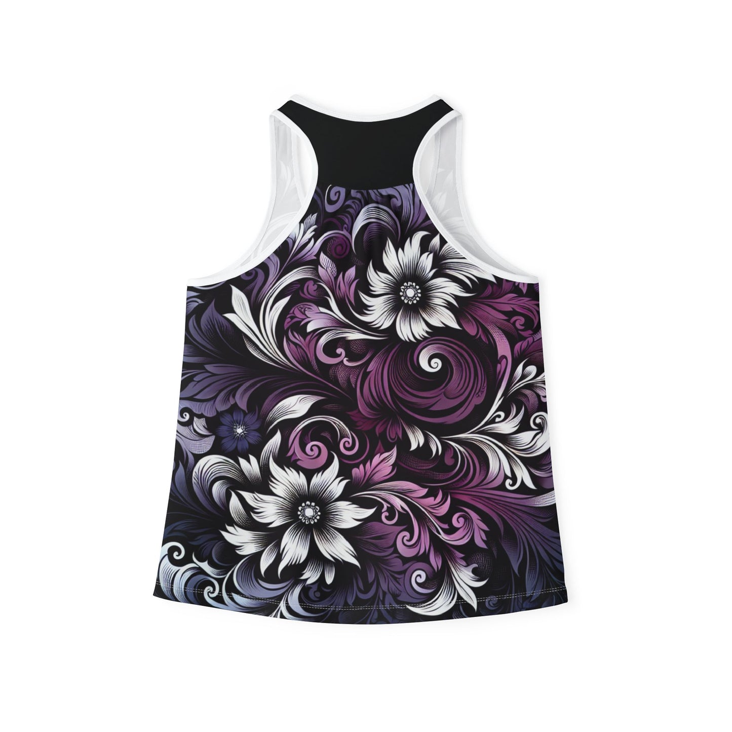 Tank Top -Women's Purple Gothic Floral Print Sleeveless Tee