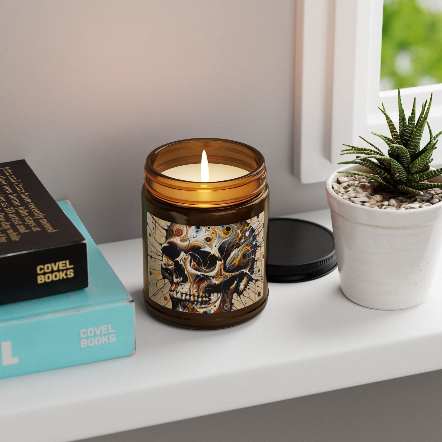 Skull Art Scented Candle, Unique Home Decor, Gothic Candle Gift, Aromatherapy, Halloween Decor