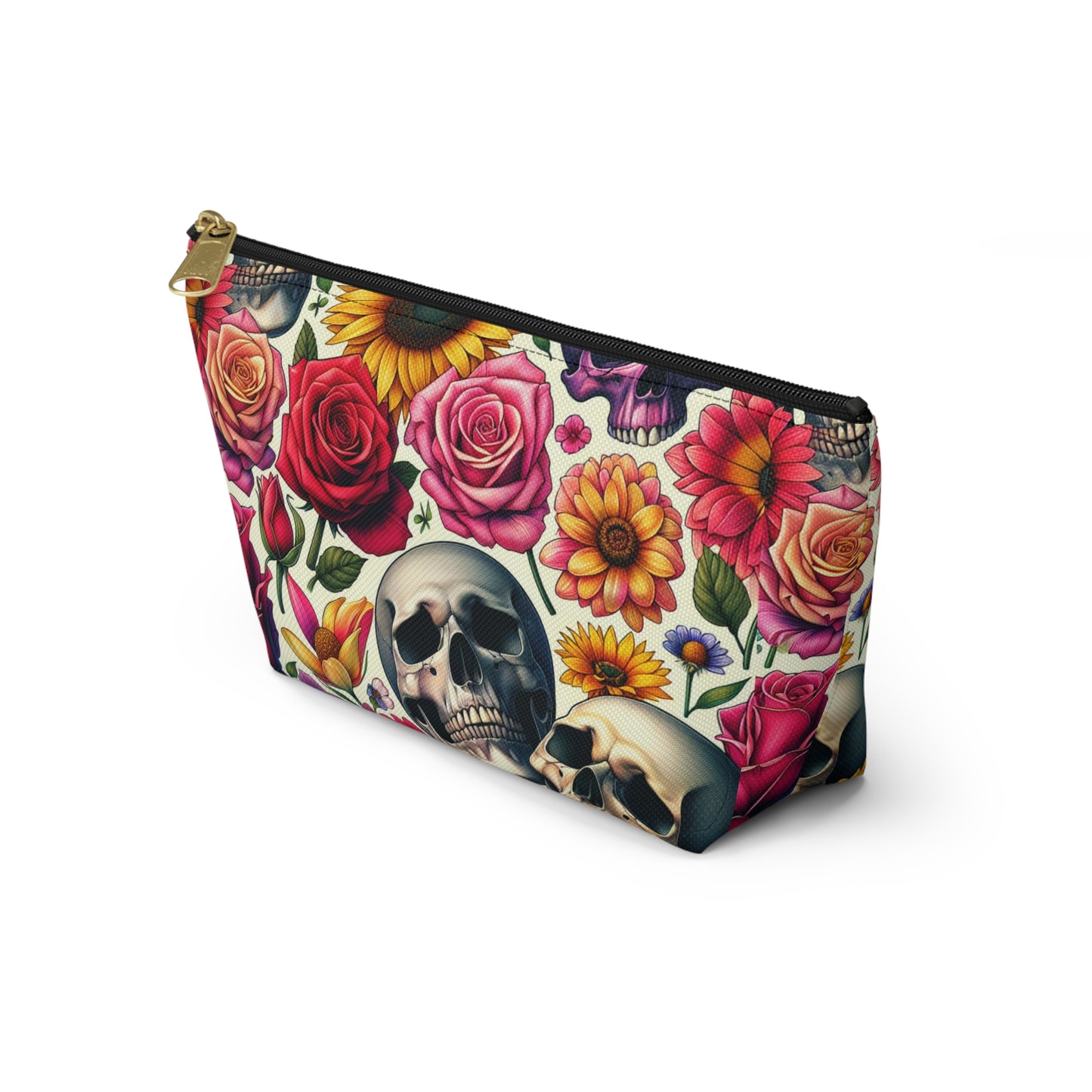Gothic Floral Accessory Pouch, Perfect for Makeup, Travel, Gifts, Storage, Day of the Dead Theme, Saddlebag Companion