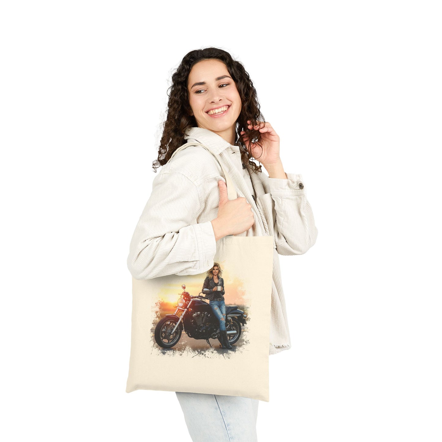 Motorcycle Enthusiast Tote Bag, Biker Gift, Eco-Friendly Bag, Everyday Use, Mugged by Bikers Design