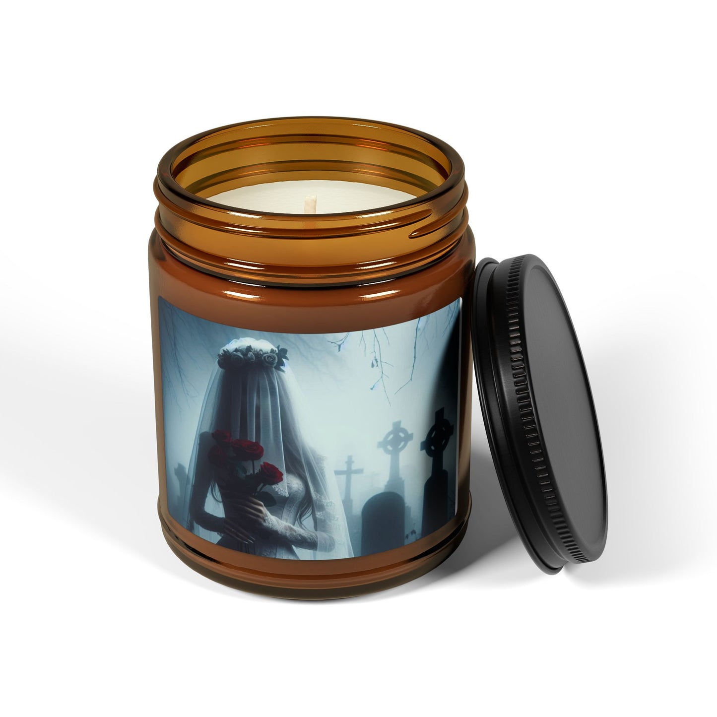 Corpse Bride- Scented Soy Candle, Gothic Decor, Amber Jar Candle, Unique Wedding Gift, Halloween Home Fragrance, Spooky Candlelight