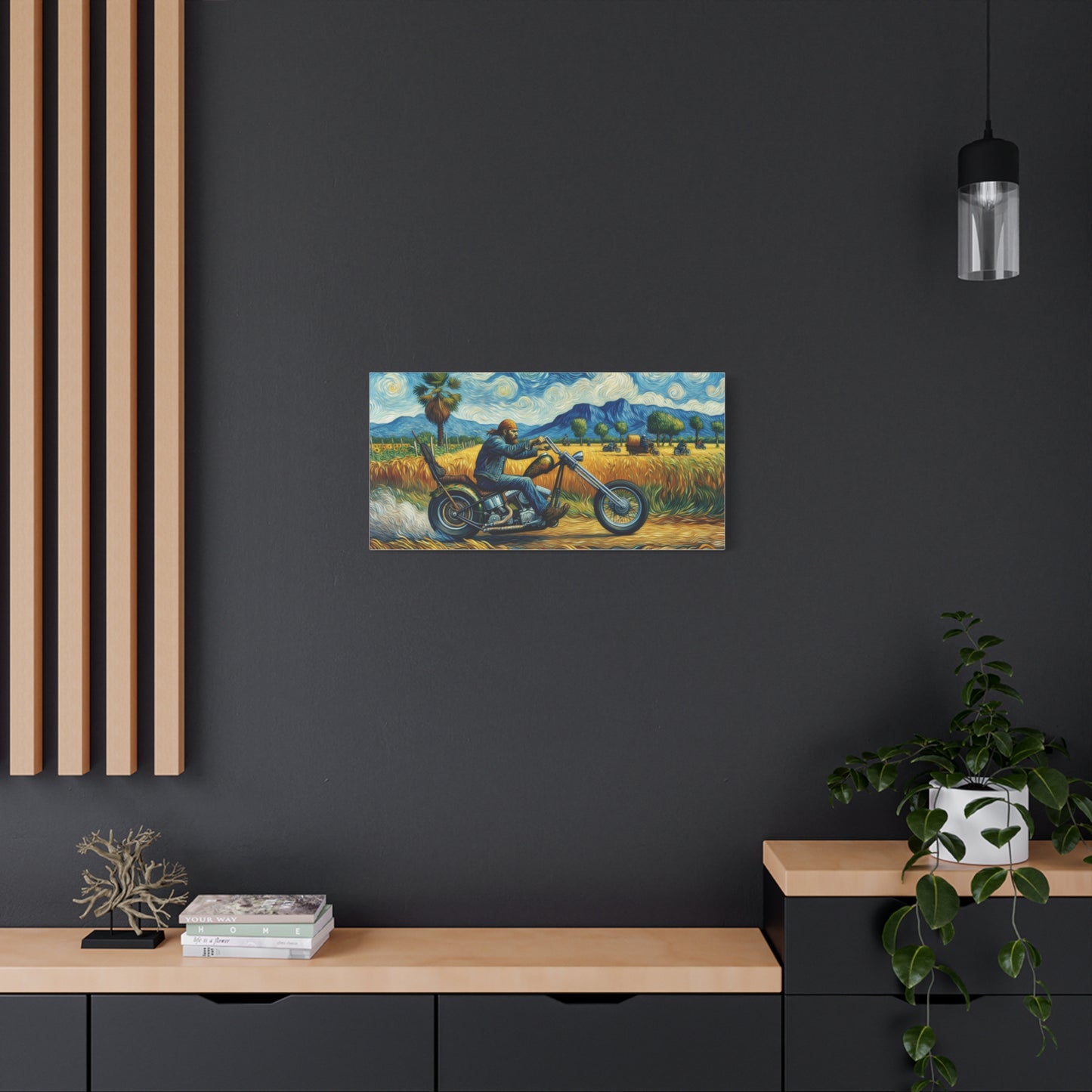 Rider Canvas Art - Vibrant Motorcycle Scene Wall Decor
