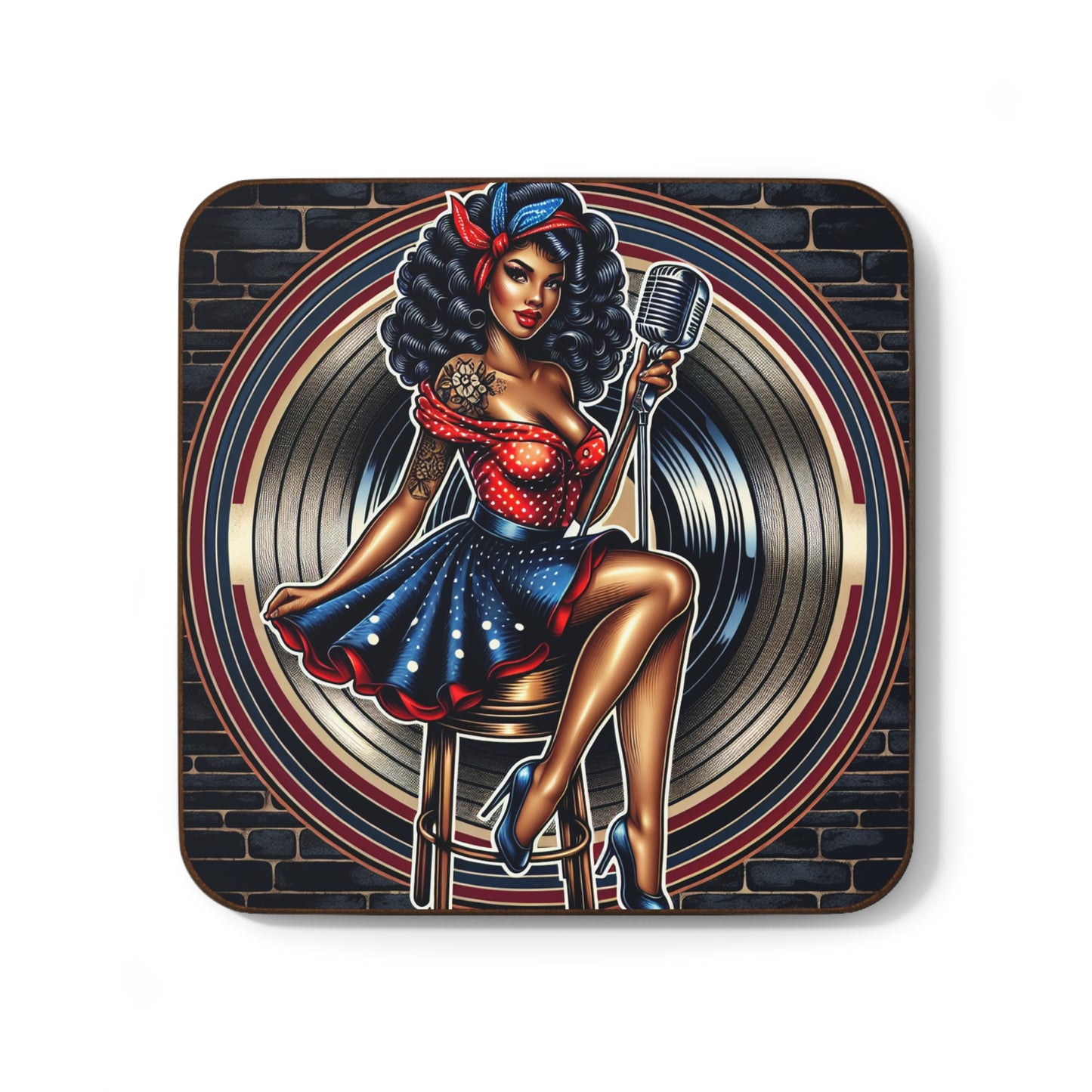 Coaster - Retro 50's Pinup with Tattoos-Vintage Style