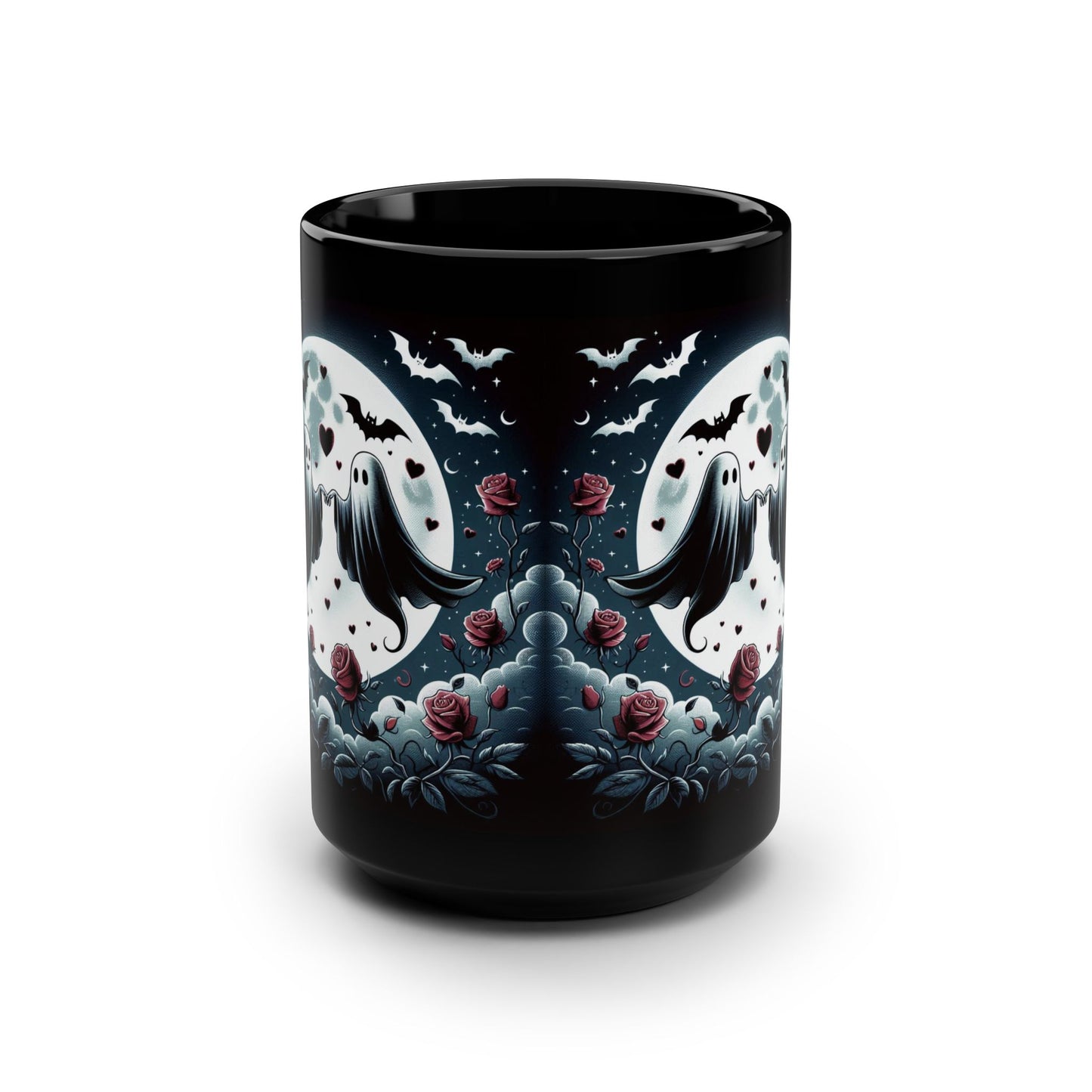 Mug -Spooky Soulmates-Halloween and Valentines Mash Up Design, Black Coffee Cup