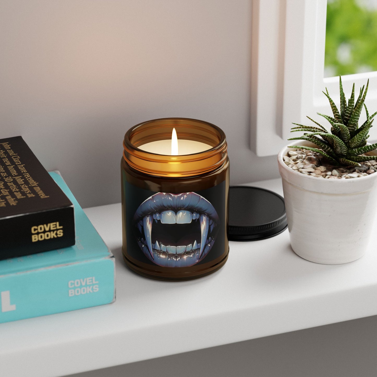 Vampire Kiss Scented Soy Candle - Gothic Home Decor, Halloween Decor, Unique Gift, Cozy Atmosphere, Amber Jar Candle