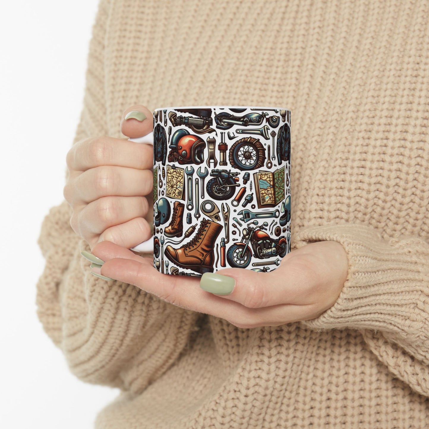 Mug - Bikers Garage Collage- Ceramic Coffee Mug -Father's Day Gift