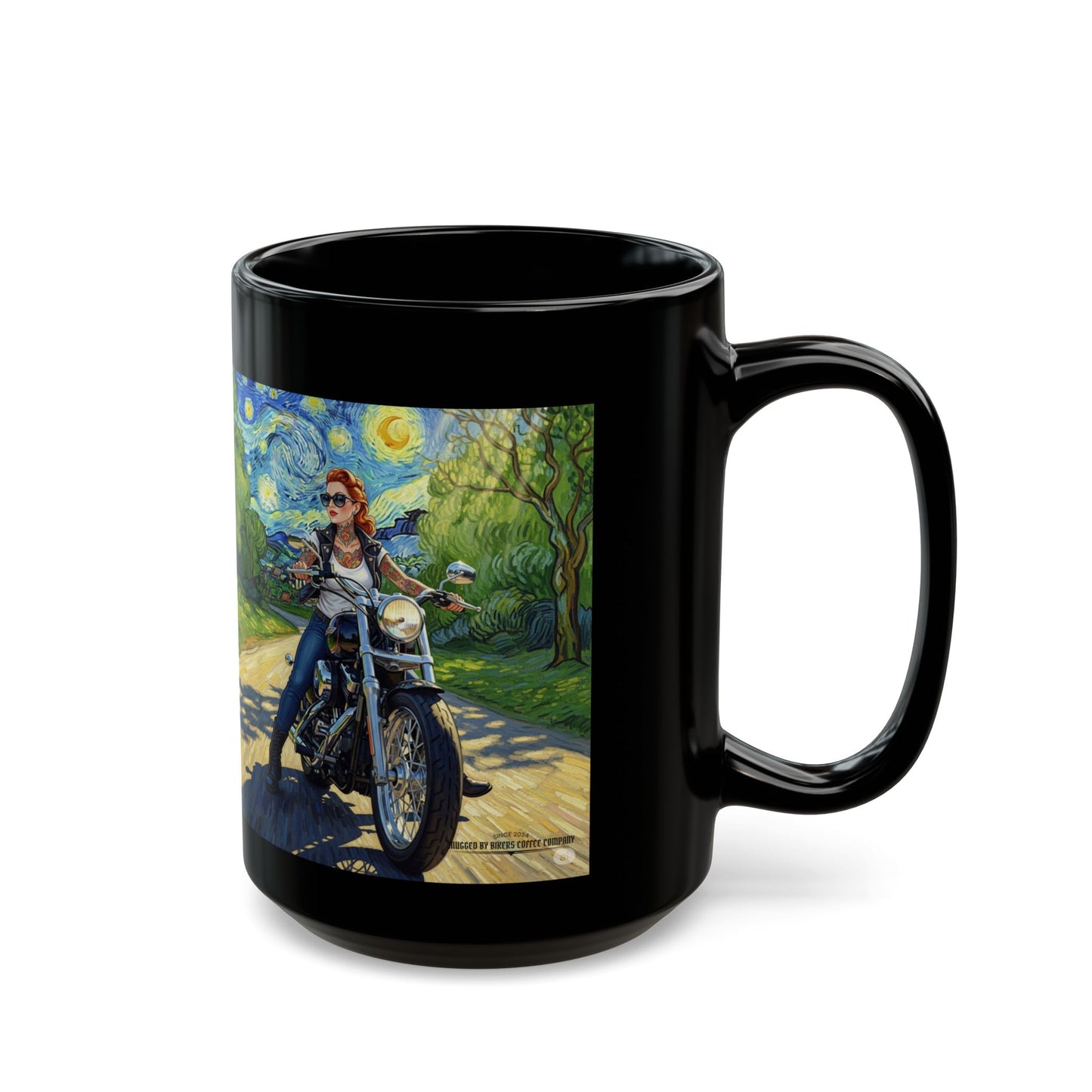 Motorcycle Adventure Black Mug - 11oz & 15oz, Perfect Gift for Bikers, Coffee Lovers, Road Trip Enthusiasts, Unique Art Mug