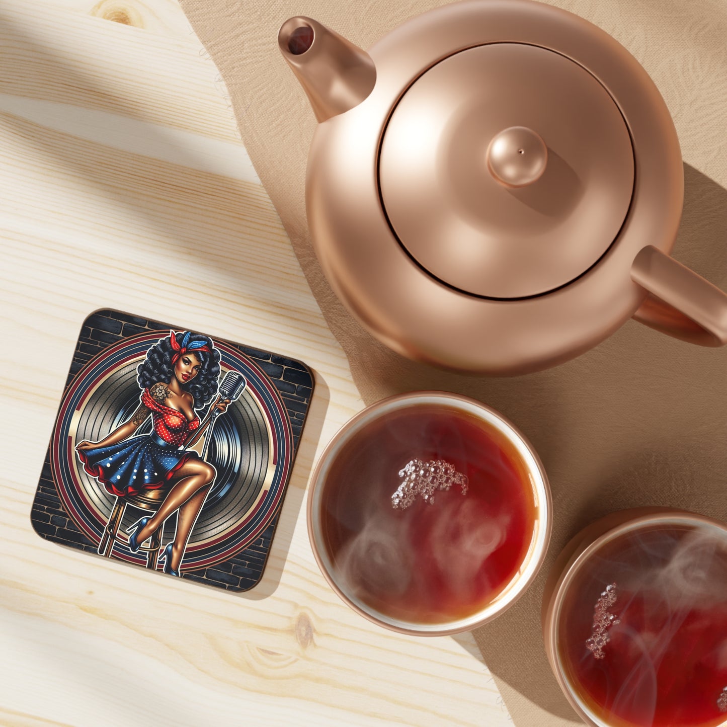 Coaster - Retro 50's Pinup with Tattoos-Vintage Style