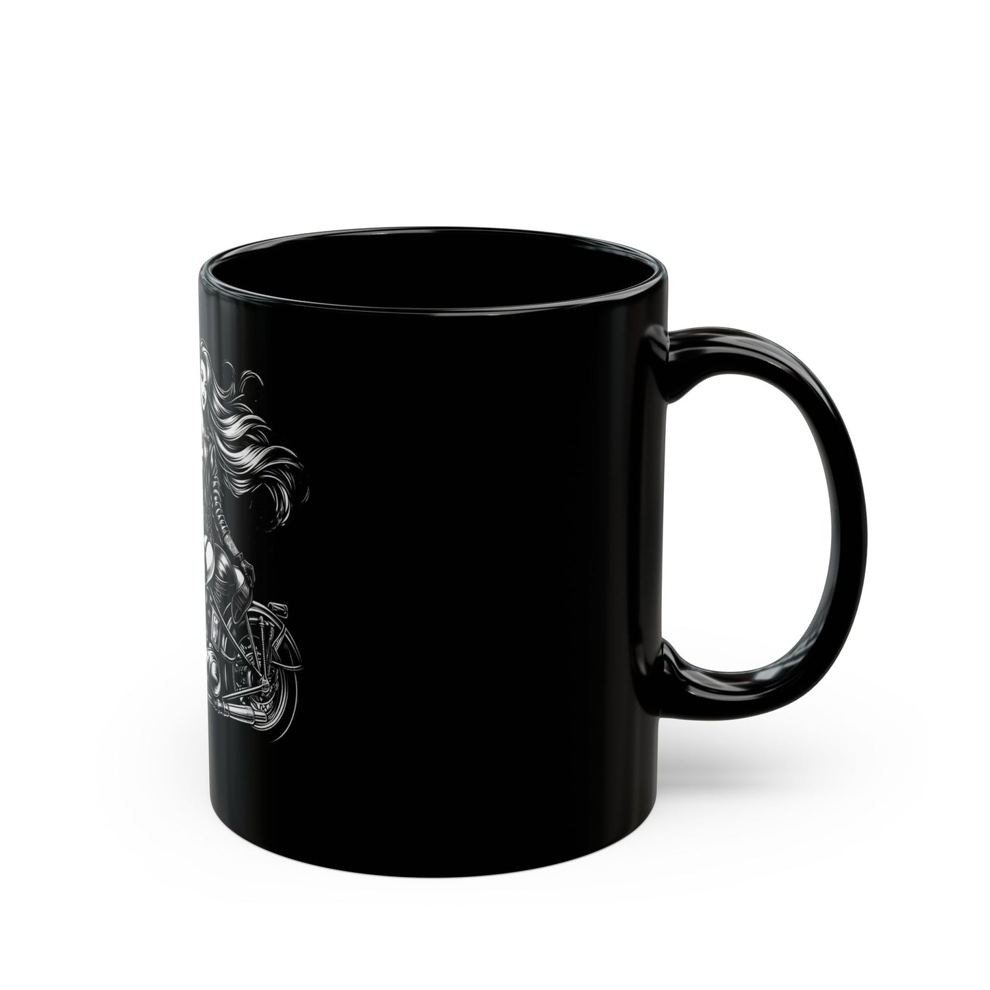 Mug - Ready to Ride- Black Drink Mug -Black and White Design