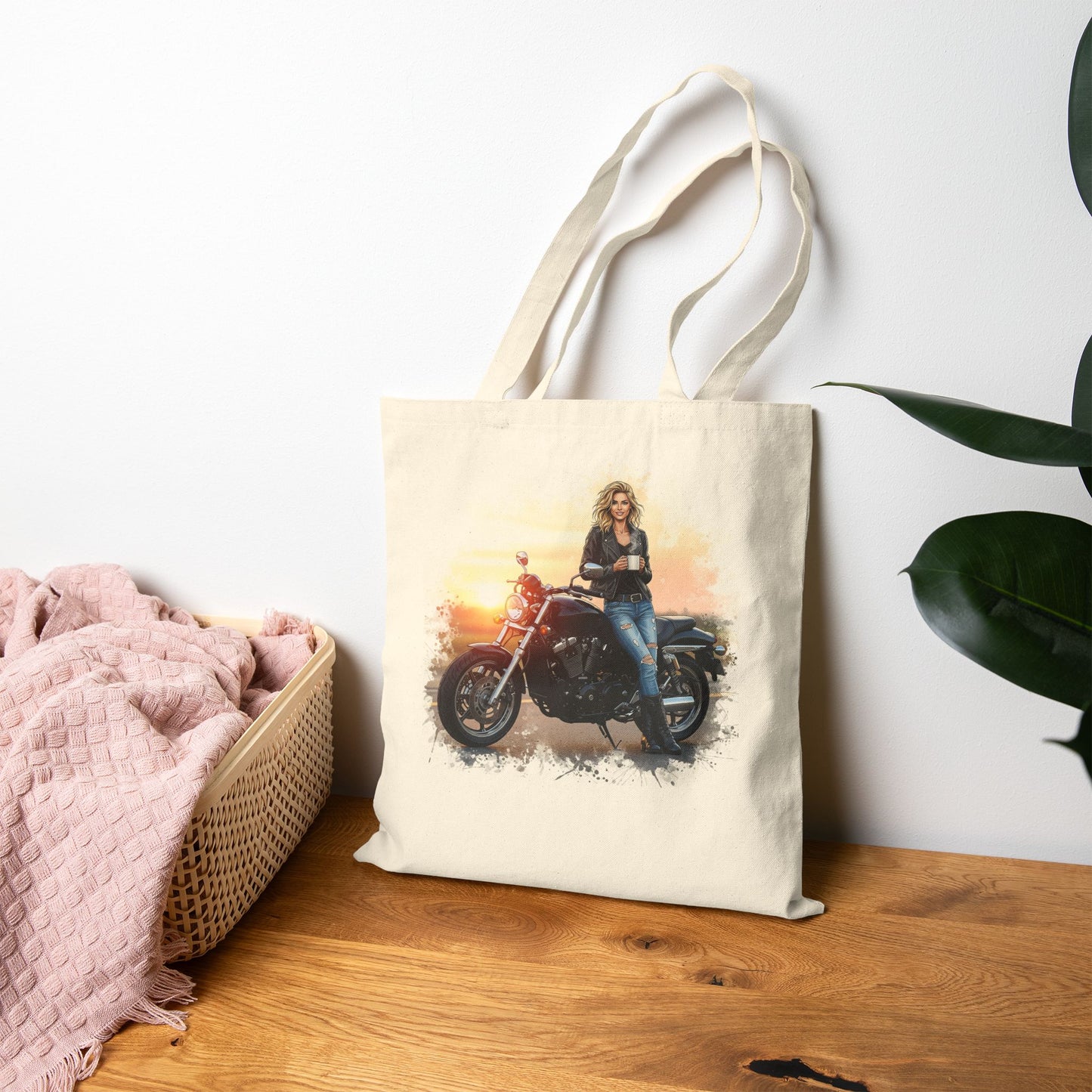 Motorcycle Enthusiast Tote Bag, Biker Gift, Eco-Friendly Bag, Everyday Use, Mugged by Bikers Design