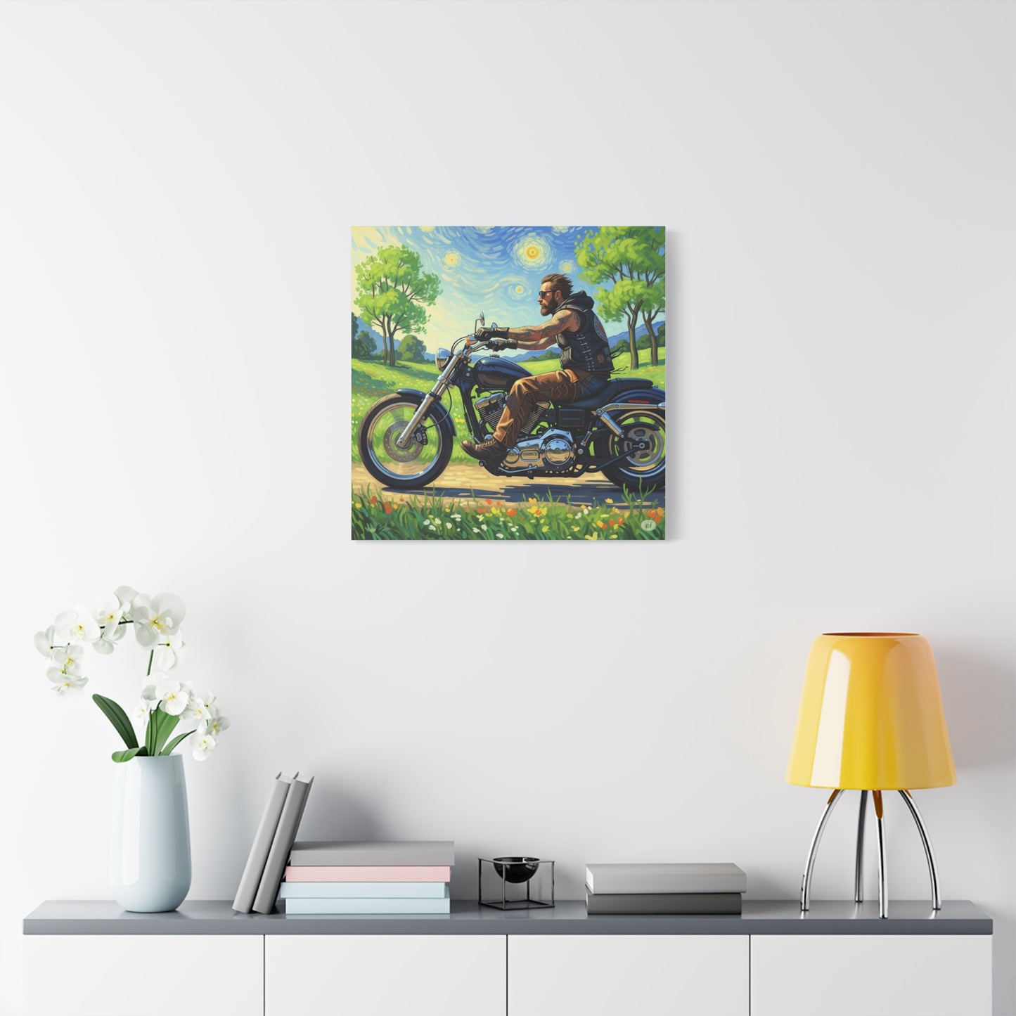 Motorcycle Art Canvas, Biker Wall Decor, Living Room Art, Father's Day Gift, Man Cave Decor, Motorcycle Lover Gift, Modern Home Decor