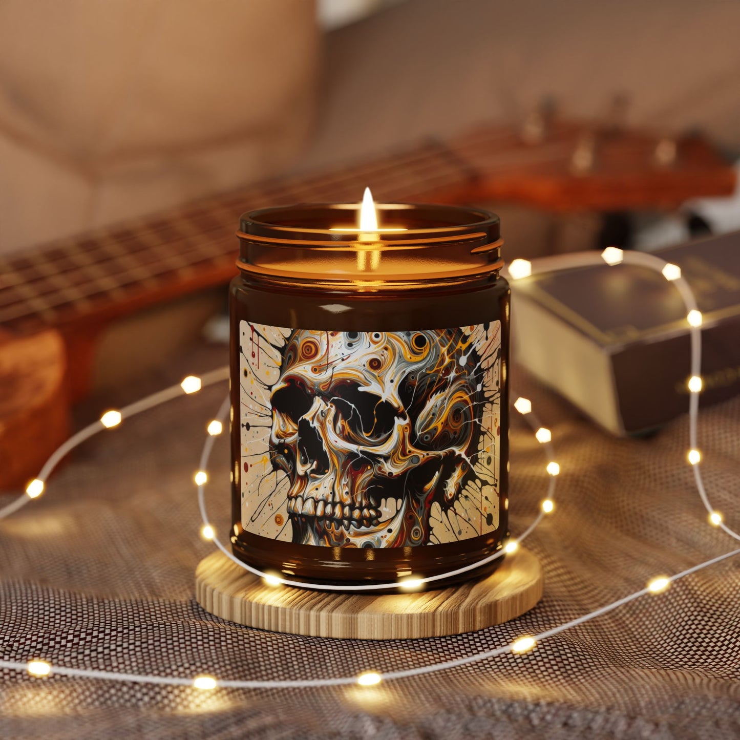 Skull Art Scented Candle, Unique Home Decor, Gothic Candle Gift, Aromatherapy, Halloween Decor
