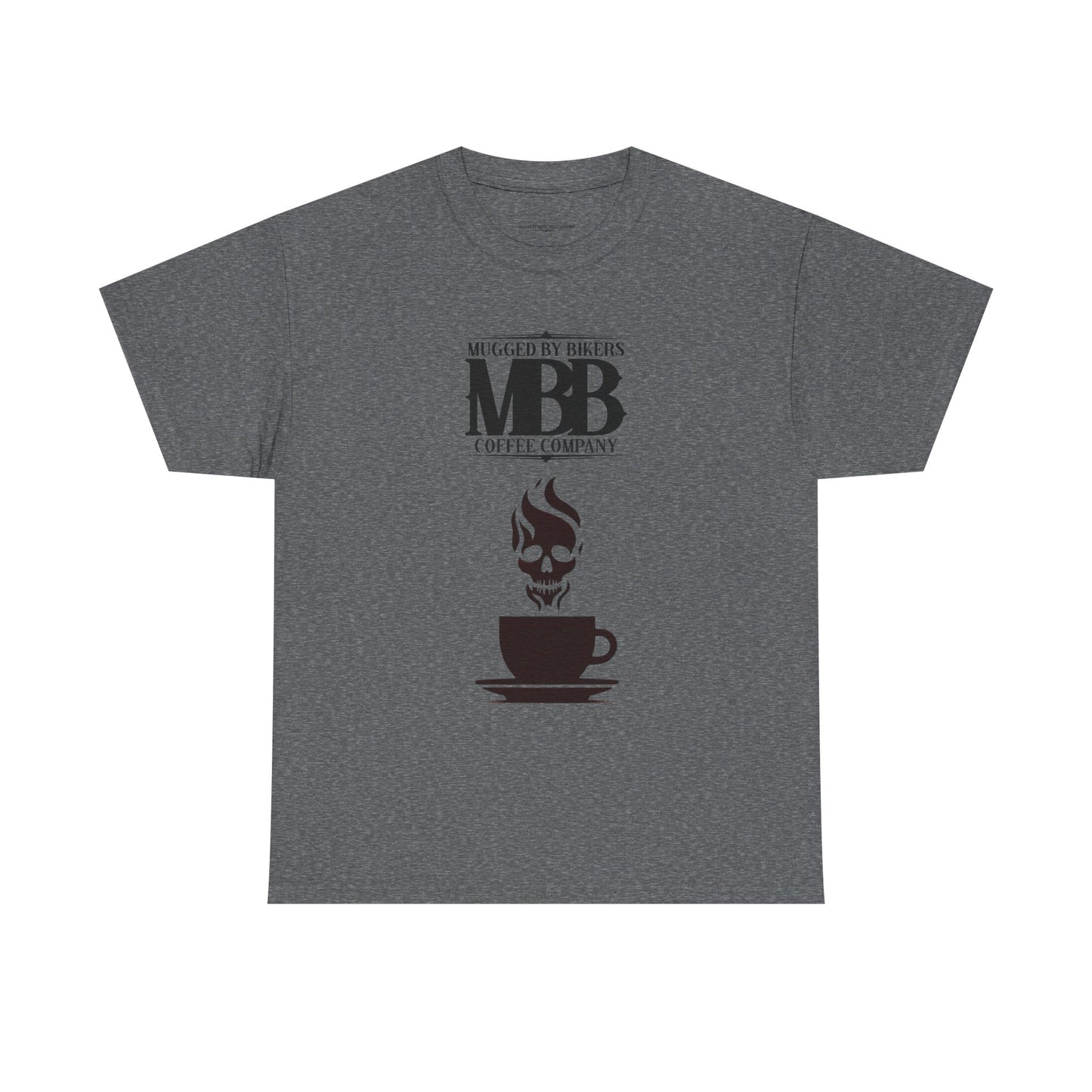 T-Shirt - Mugged by Bikers Coffee Co-Steaming Cup of Coffee Logo Tee