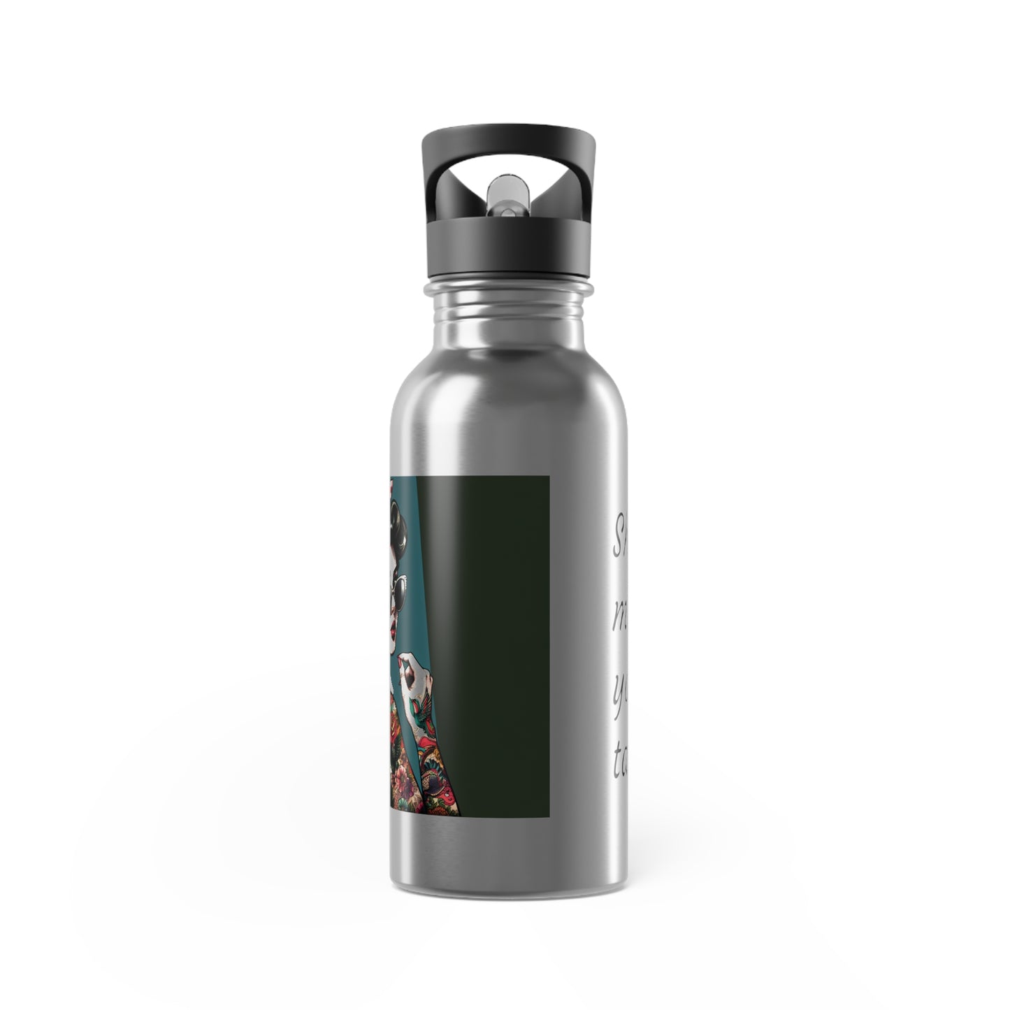 Water Bottle - Pinup in Sunglasses -Show Me Your Tats-Rosie the Riveter style