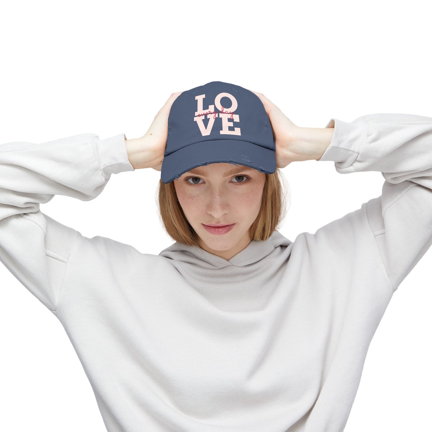Unisex Distressed Cap with 'LOVE' Design – Trendy, Casual Hat for All Occasions, Holiday Gift, Everyday Wear, Cool Accessories