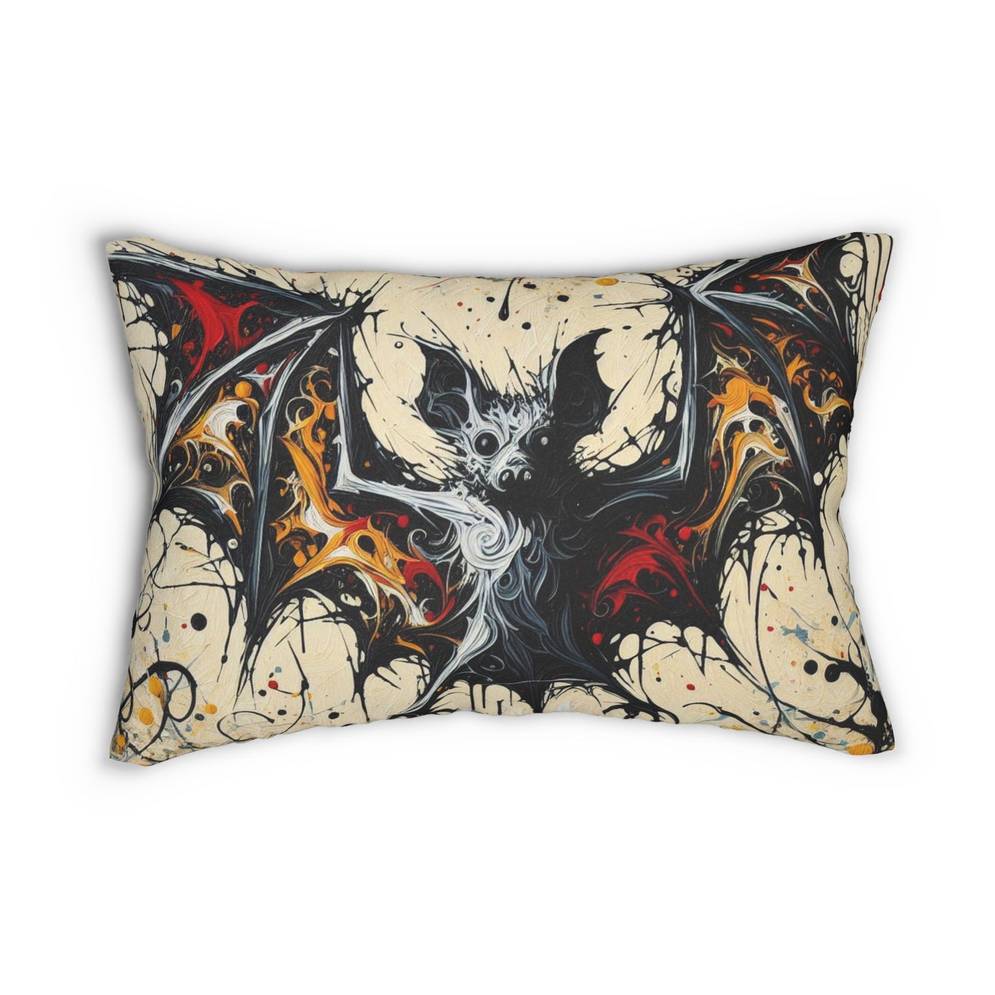 Gothic Art Lumbar Pillow | Spun Polyester, Home Decor, Halloween Throw Pillow, Unique Gift, Skull & Bat Design