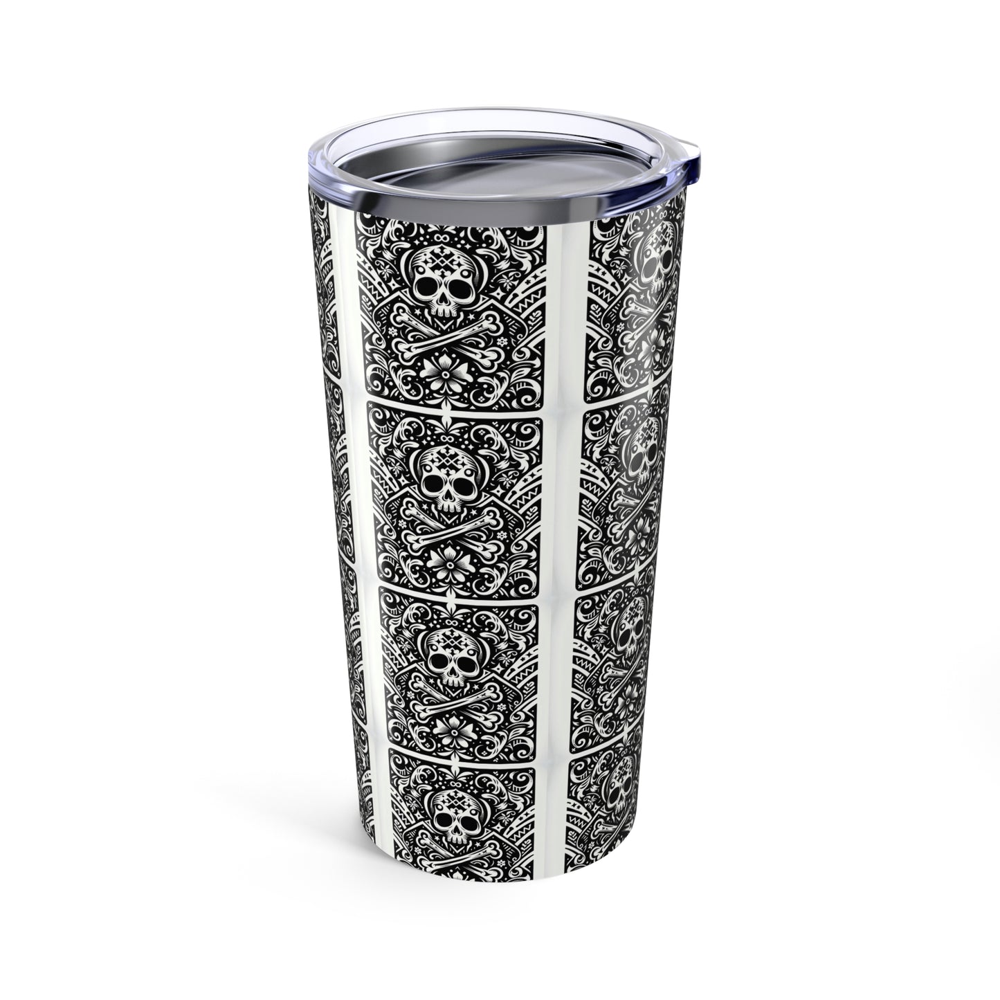Travel Mug - Skull and Crossbones Design-Allover Pattern-Stainless Steel Cup