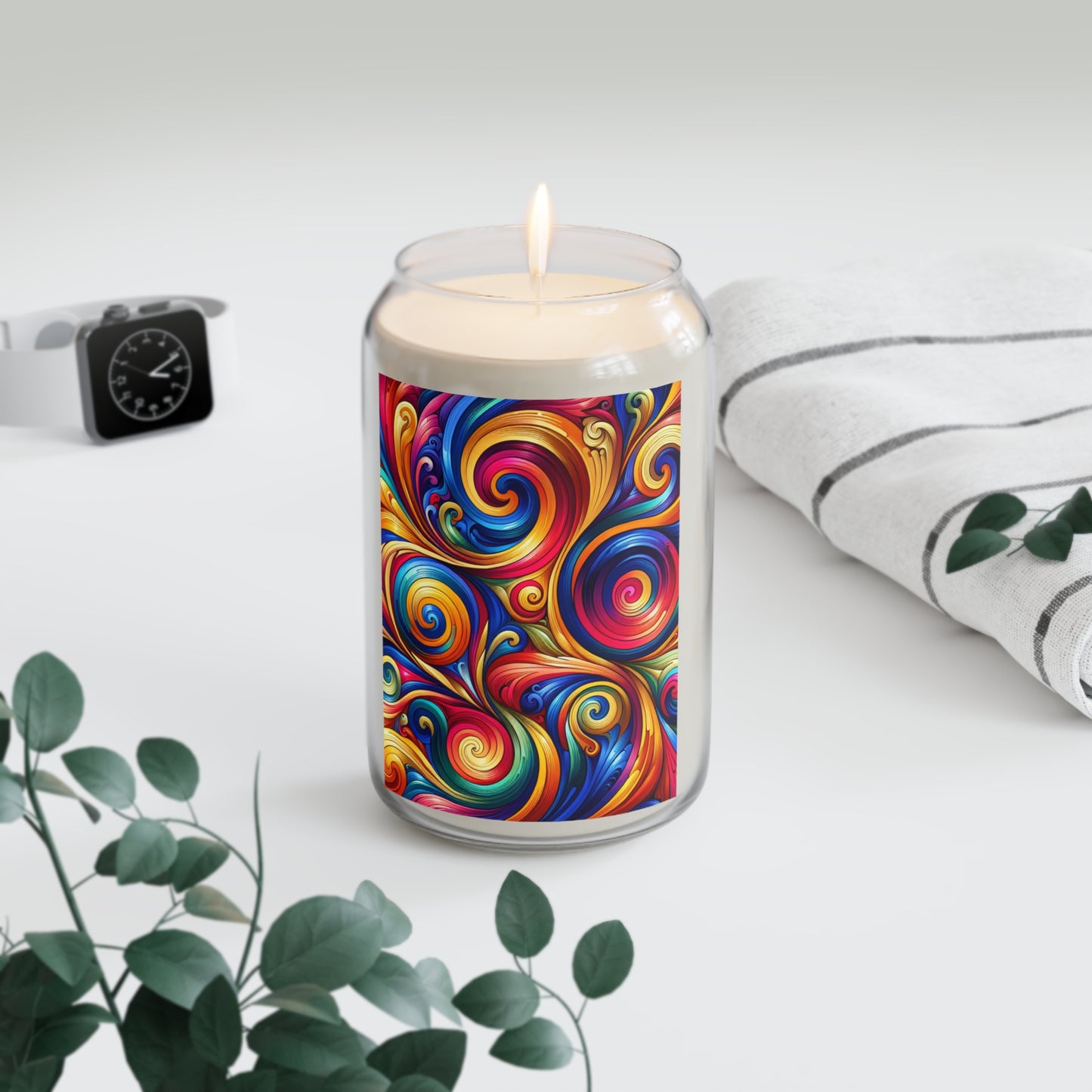 Scented Candle-Colorful Swirls-Aromatherapy Candle-Self Care Gift