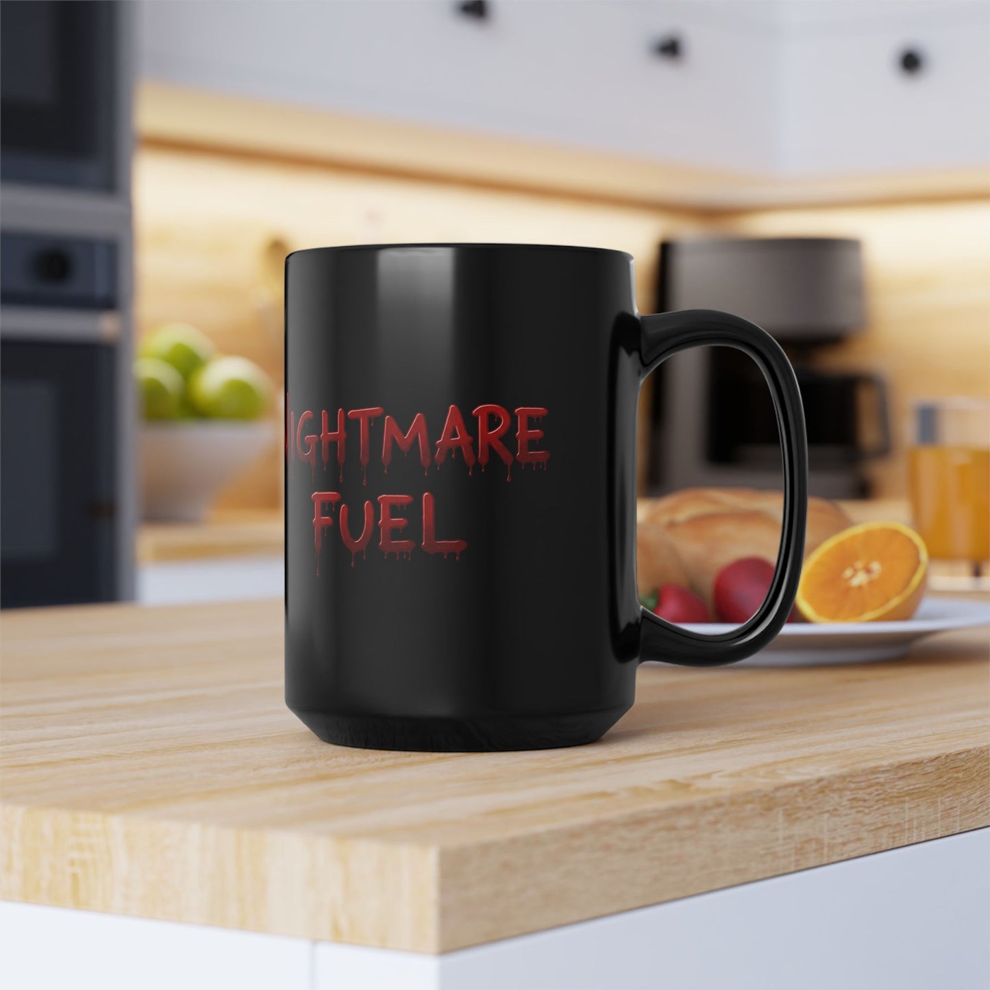 Nightmare Fuel Black Mug - Perfect for Coffee Lovers, Halloween Decor, Biker Gifts, Gothic Style, Spooky Vibes-biker Halloween