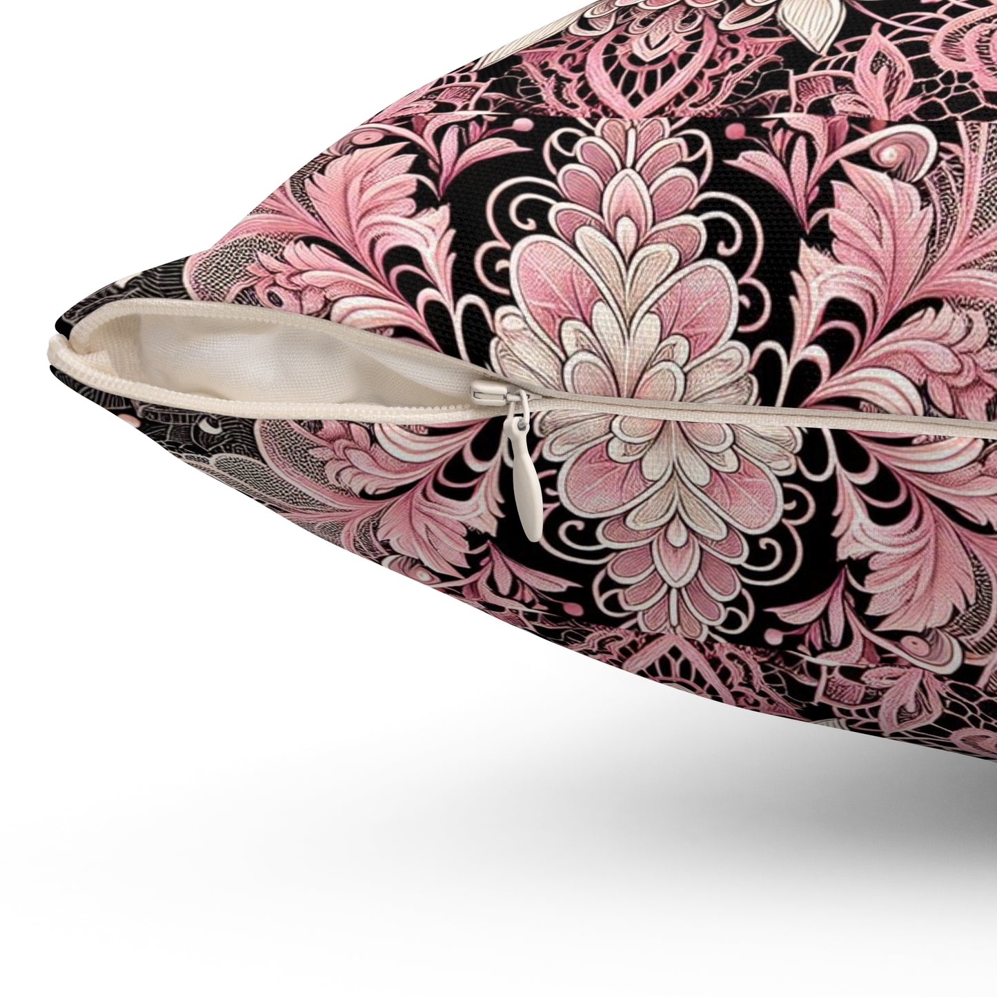 Pillow-Pink and Black Lace print Cushion