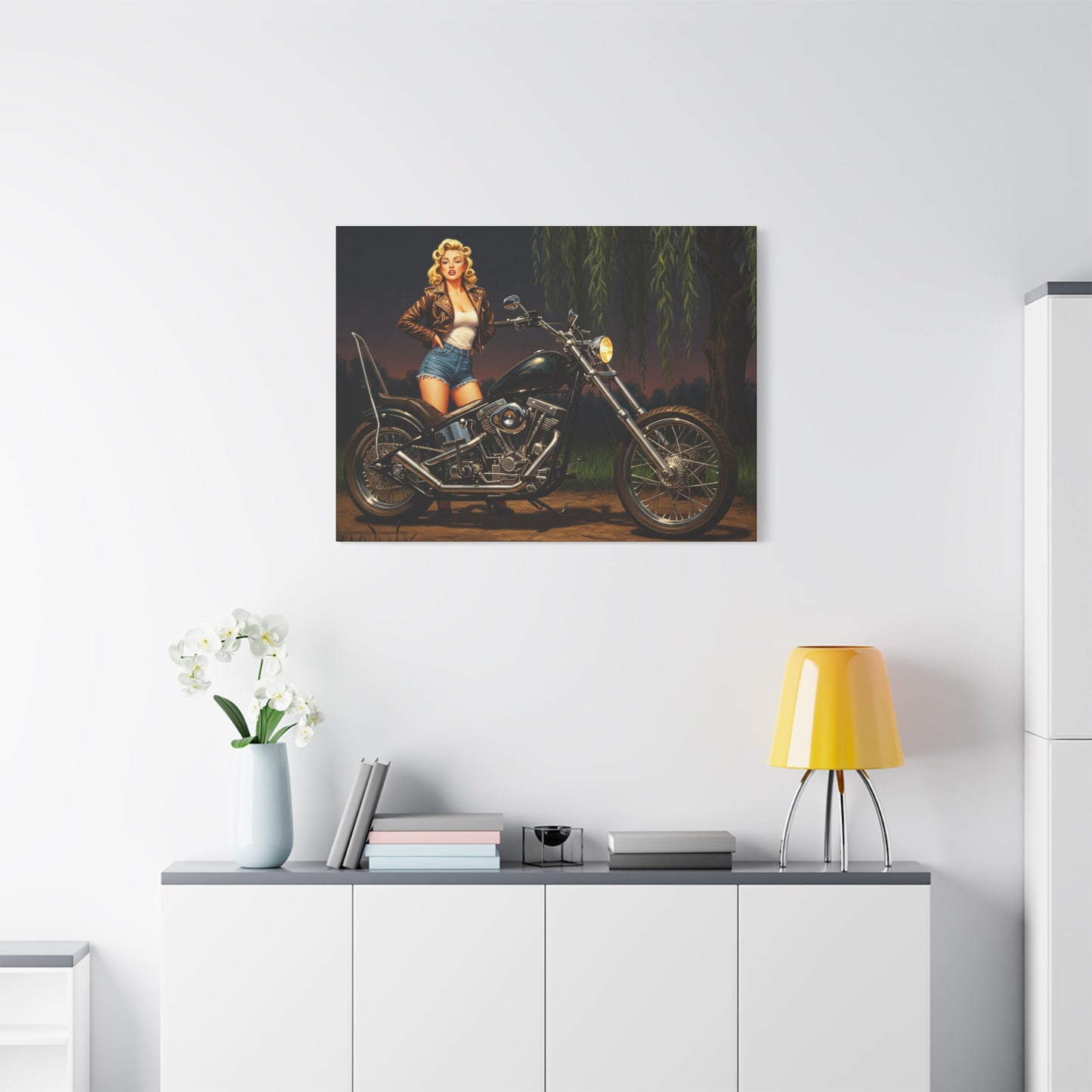 Wall Art- Pinup Biker Girl-Motorcycle Enthusiast Gift