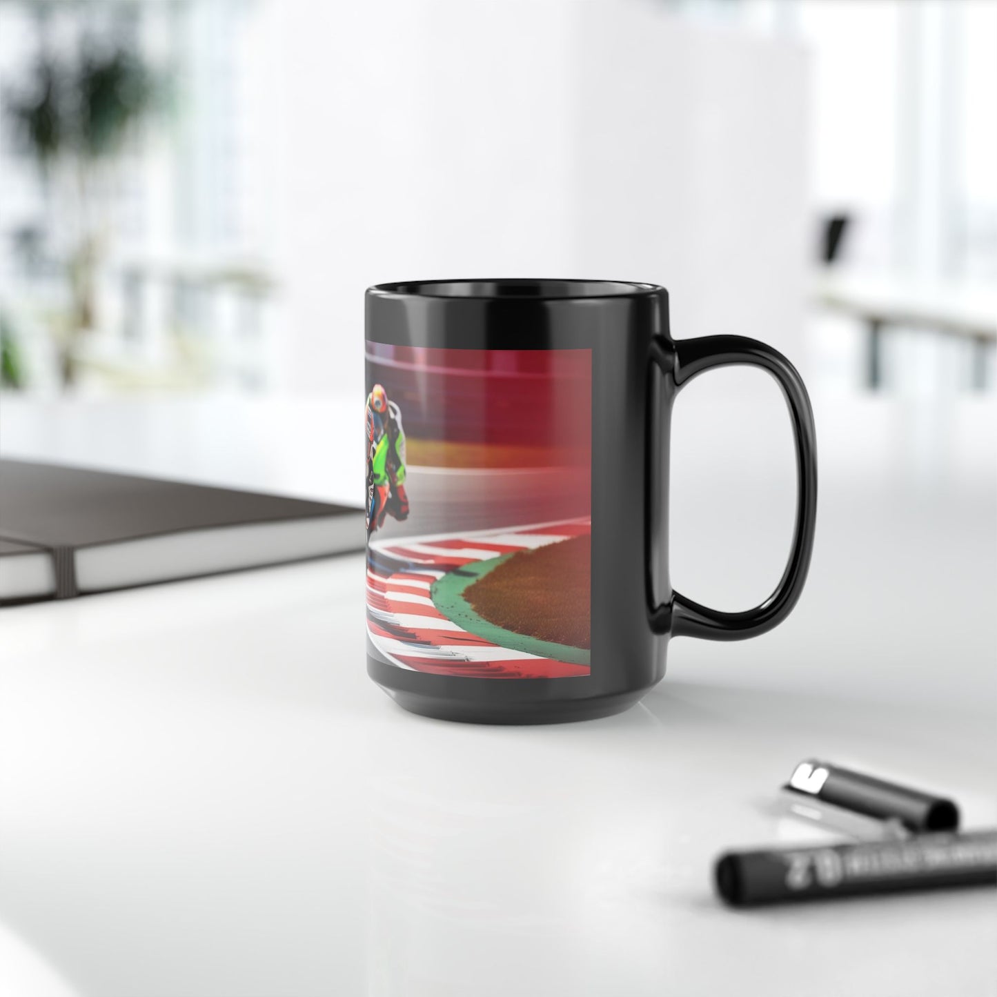 Racing Spirit Black Ceramic Mug – Motorsport Gift for Men & Drivers