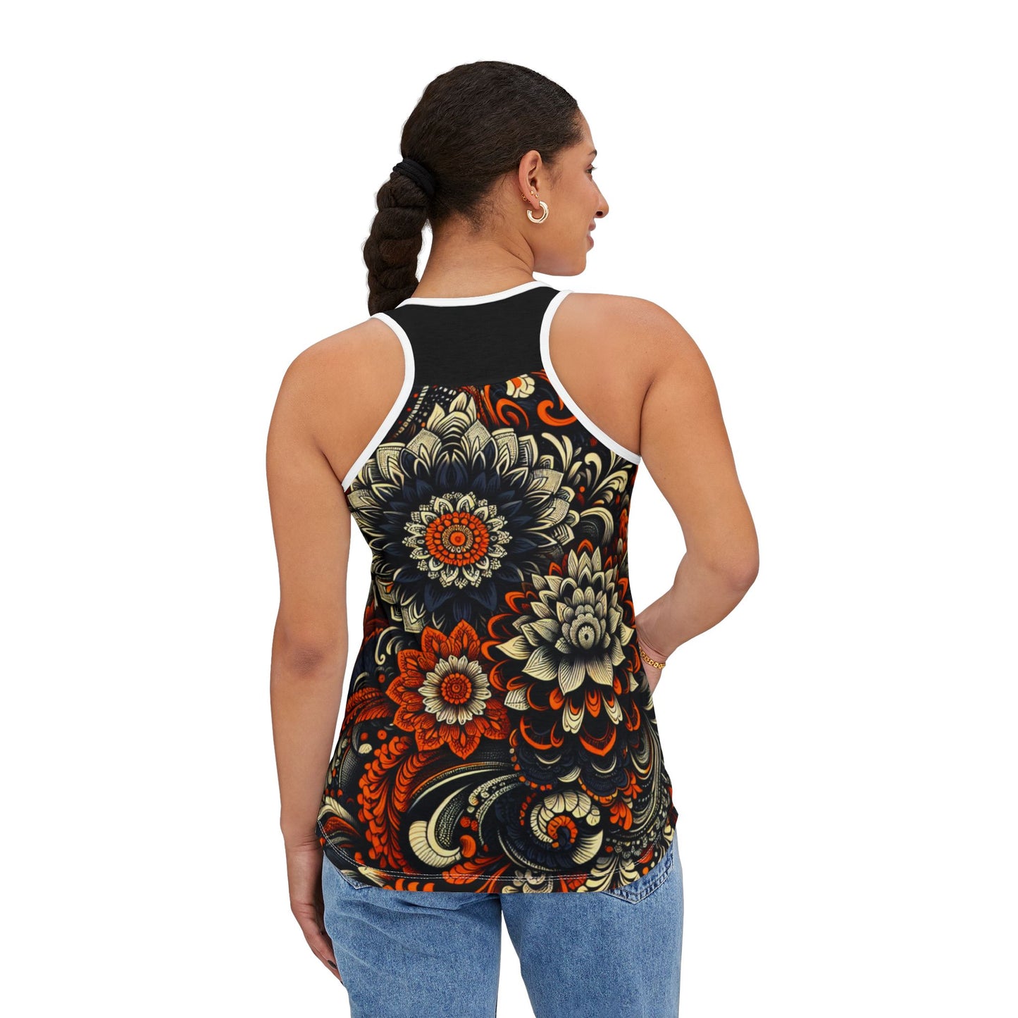 Tank Top - Bold Black and Orange Women's Sleeveless Shirt