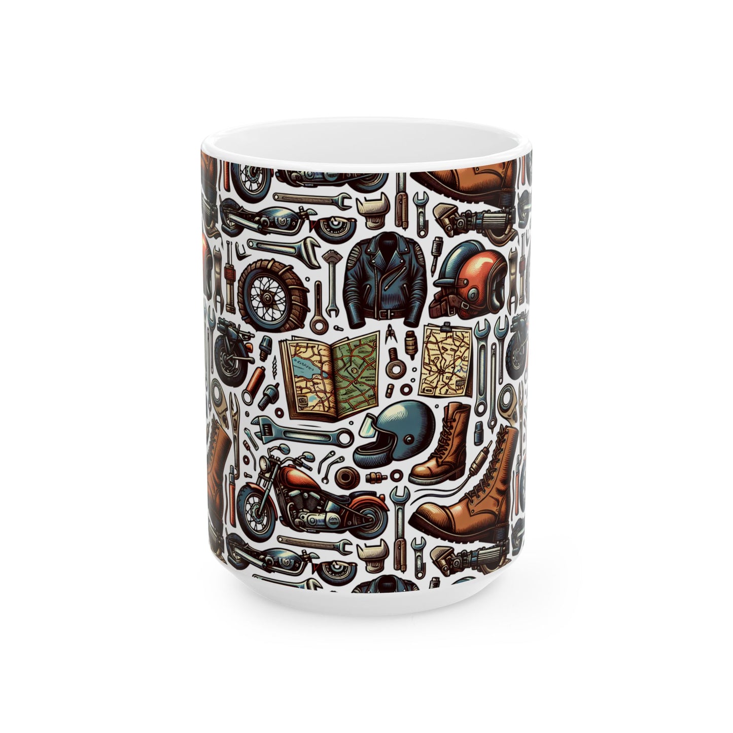 Mug - Bikers Garage Collage- Ceramic Coffee Mug -Father's Day Gift