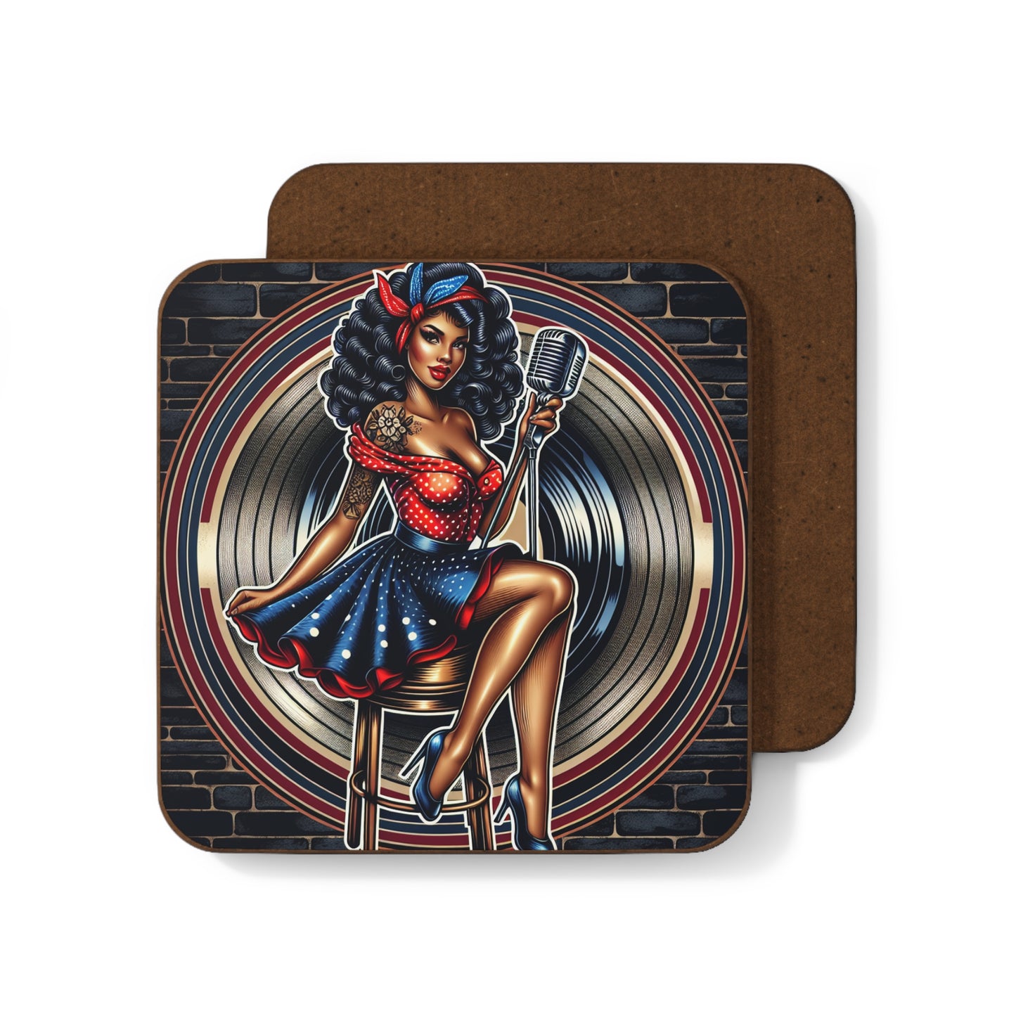 Coaster - Retro 50's Pinup with Tattoos-Vintage Style