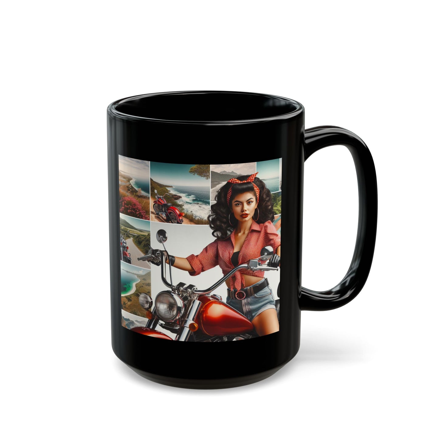 Mug-Pin Up Girl at the Beach-Road Trip -Solo Trip-Gift for Bikers