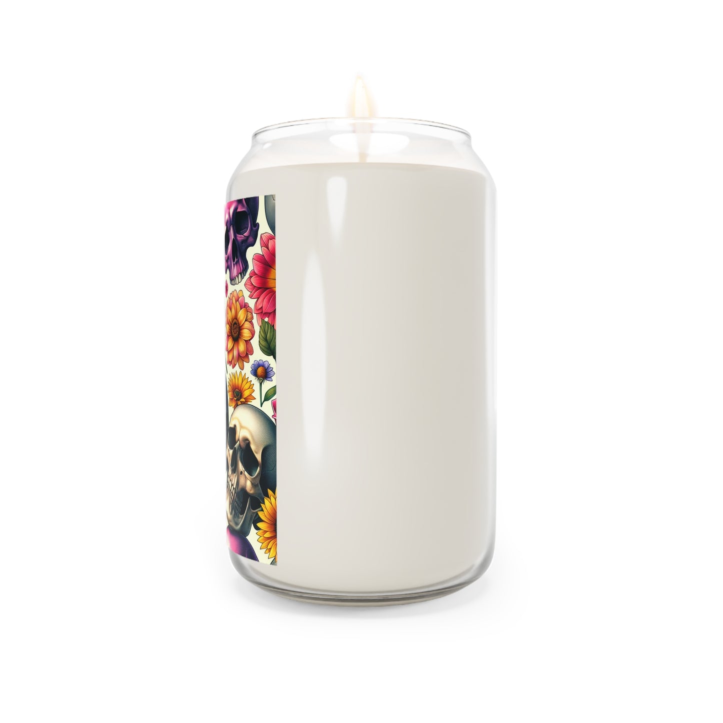 Gothic Floral Scented Candle, Skull Decor, Boho Home Accent, Aromatherapy Gift, Halloween Decor, Unique Birthday Present