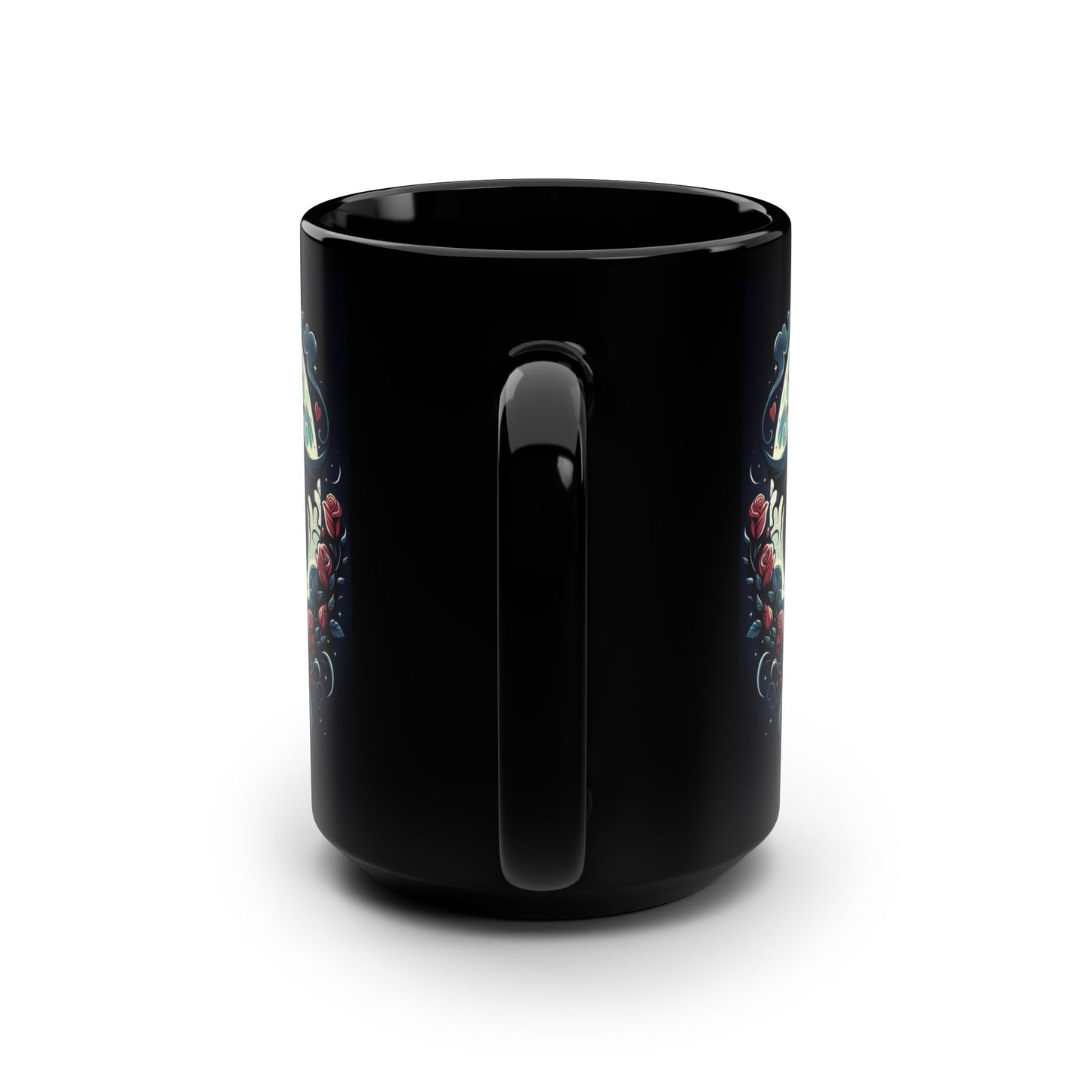 Mug - Halloween and Valentines Mix - Ghosts, Flowers, Bats, Hearts - 15oz