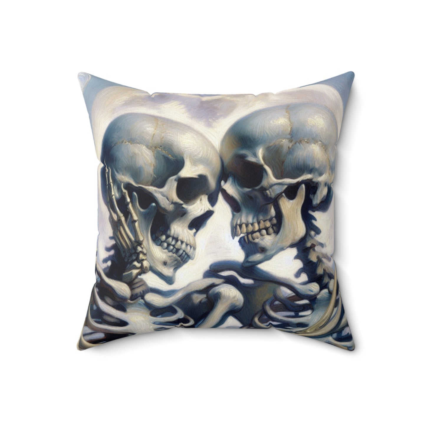 Romantic Skull Art Pillow, Decorative Cushion, Gothic Home Decor, Unique Gift for Halloween, Edgy Bedroom Accent