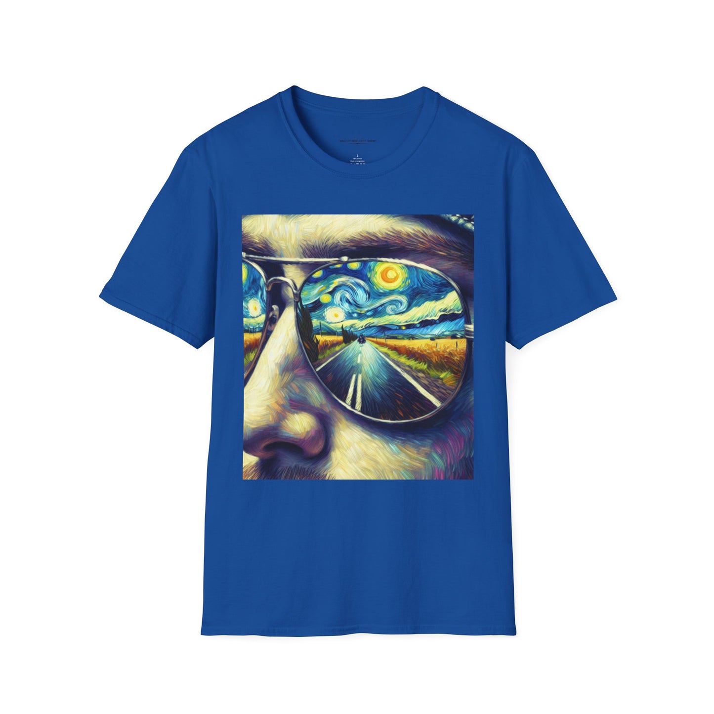 Starry Vision Unisex Softstyle T-Shirt | Artistic Tee, Gift for Art Lovers, Casual Wear, Unique Design, Summer Fashion, Biker Life