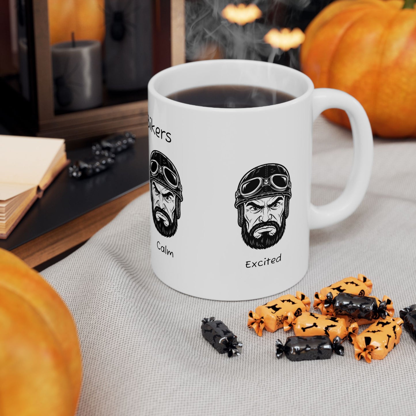 Biker Humor Ceramic Mug - Faces of Bikers, Gifts for Motorcycle Lovers, unique coffee cup, biker gifts, motorcycle mug, expressive drinkware