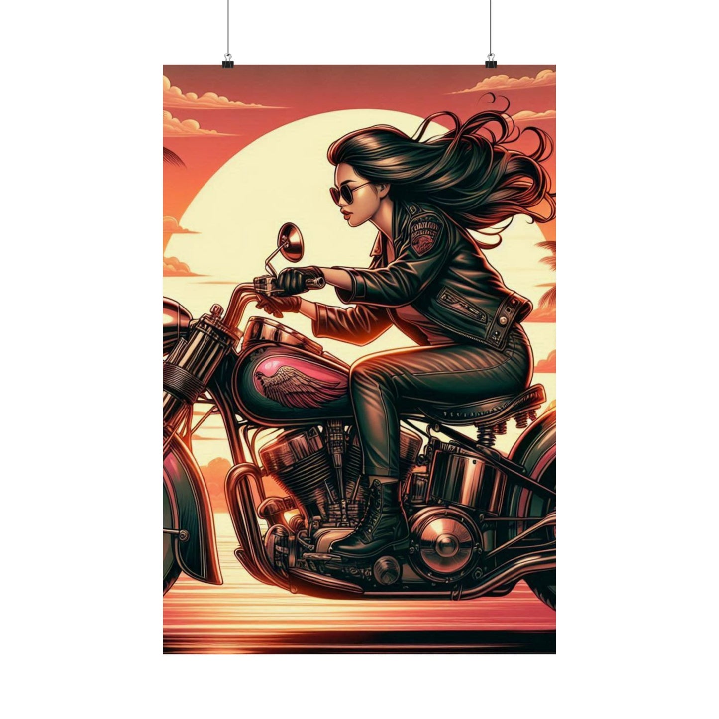 Poster- Motorcycle Pinup-Garage Decor-Man Cave-Retro Wall Art