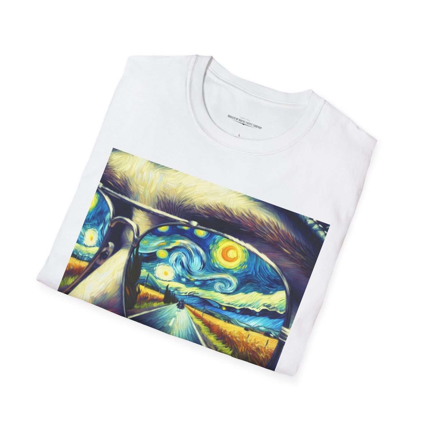 Starry Vision Unisex Softstyle T-Shirt | Artistic Tee, Gift for Art Lovers, Casual Wear, Unique Design, Summer Fashion, Biker Life