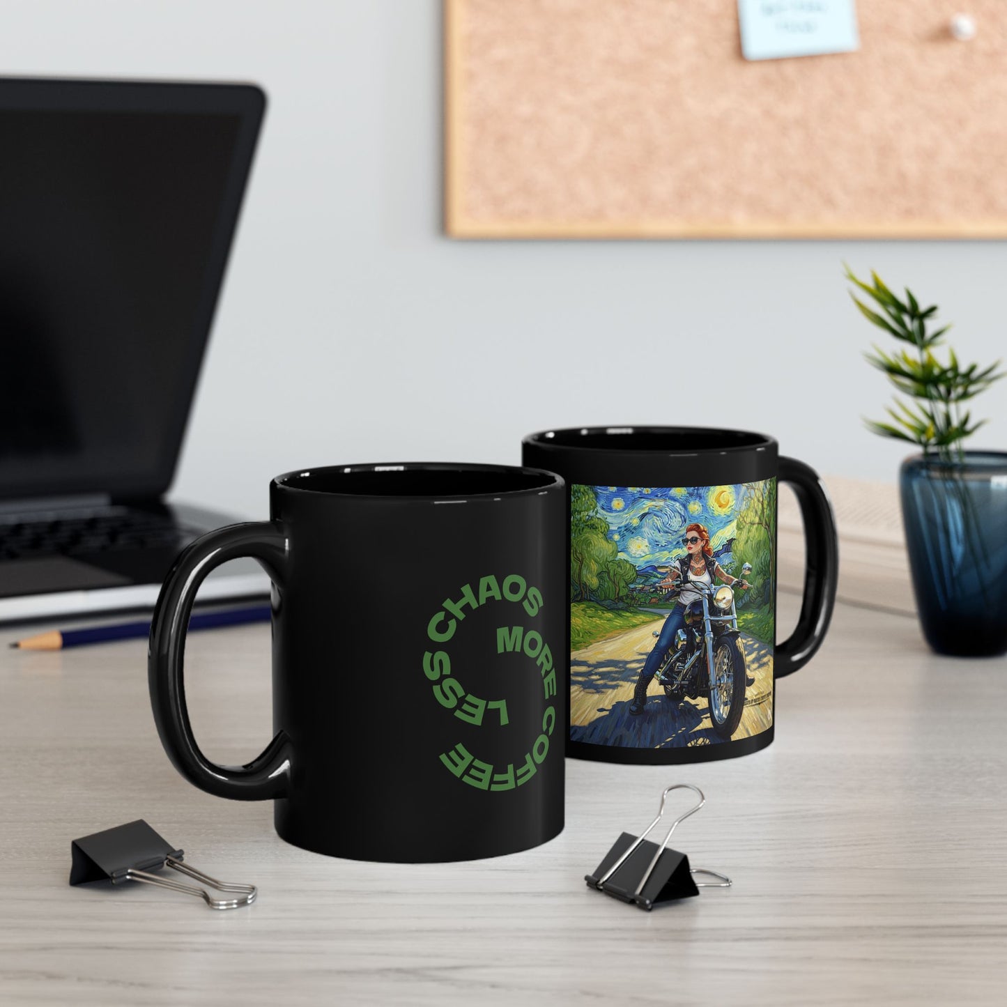 Motorcycle Adventure Black Mug - 11oz & 15oz, Perfect Gift for Bikers, Coffee Lovers, Road Trip Enthusiasts, Unique Art Mug