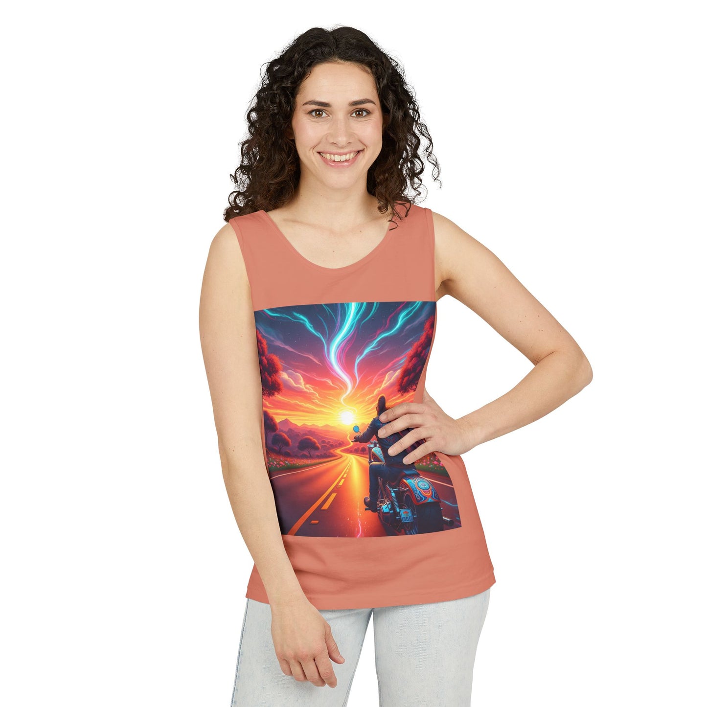 Motorcycle Adventure Tank Top, Unisex Summer Apparel, Gifts for Bikers, Casual Wear for Outdoor Events, Festival Outfit, Road Trip Gear