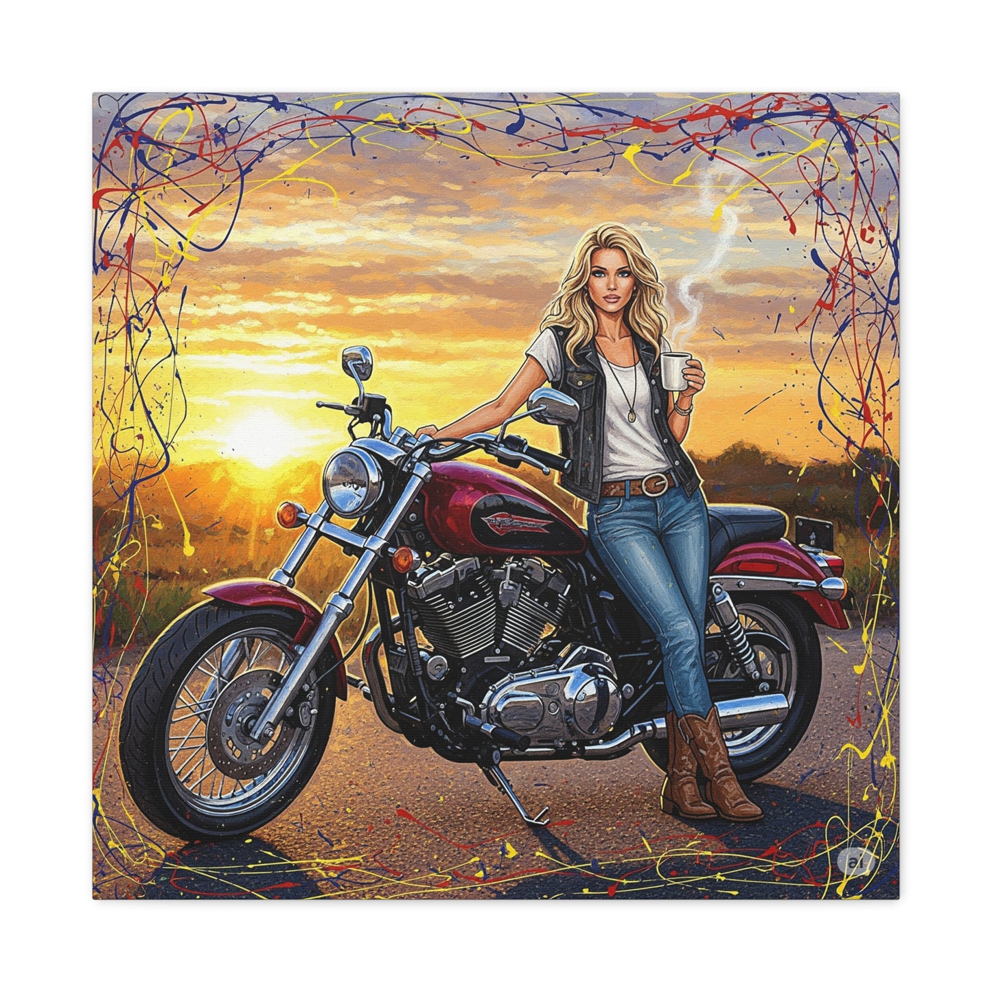 Motorcycle Wall Art, Canvas Print, Biker Decor, Rustic Home Artwork, Gift for Motorcycle Lovers